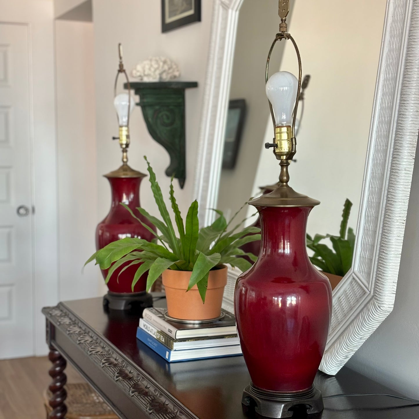 Pair of Vintage Oxblood Lamps