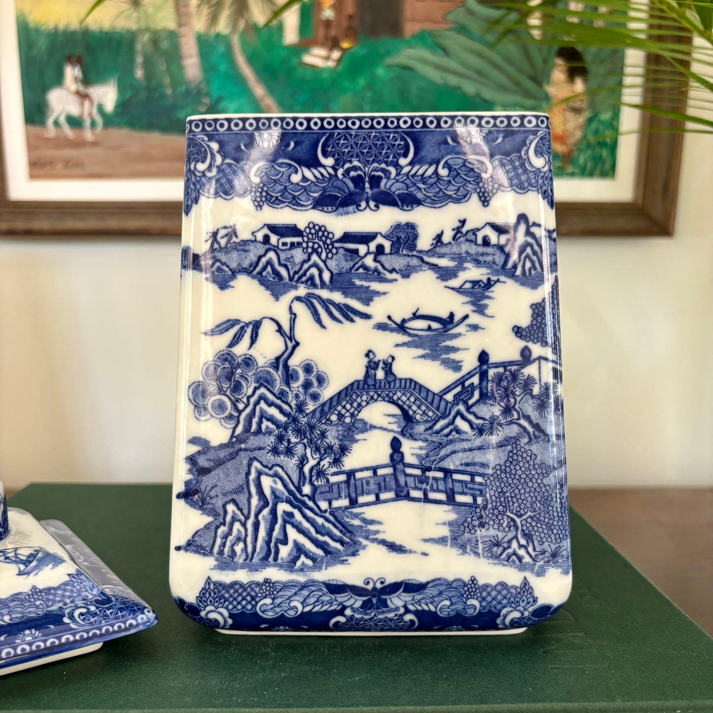 Vintage Blue Willow Biscuit Jar