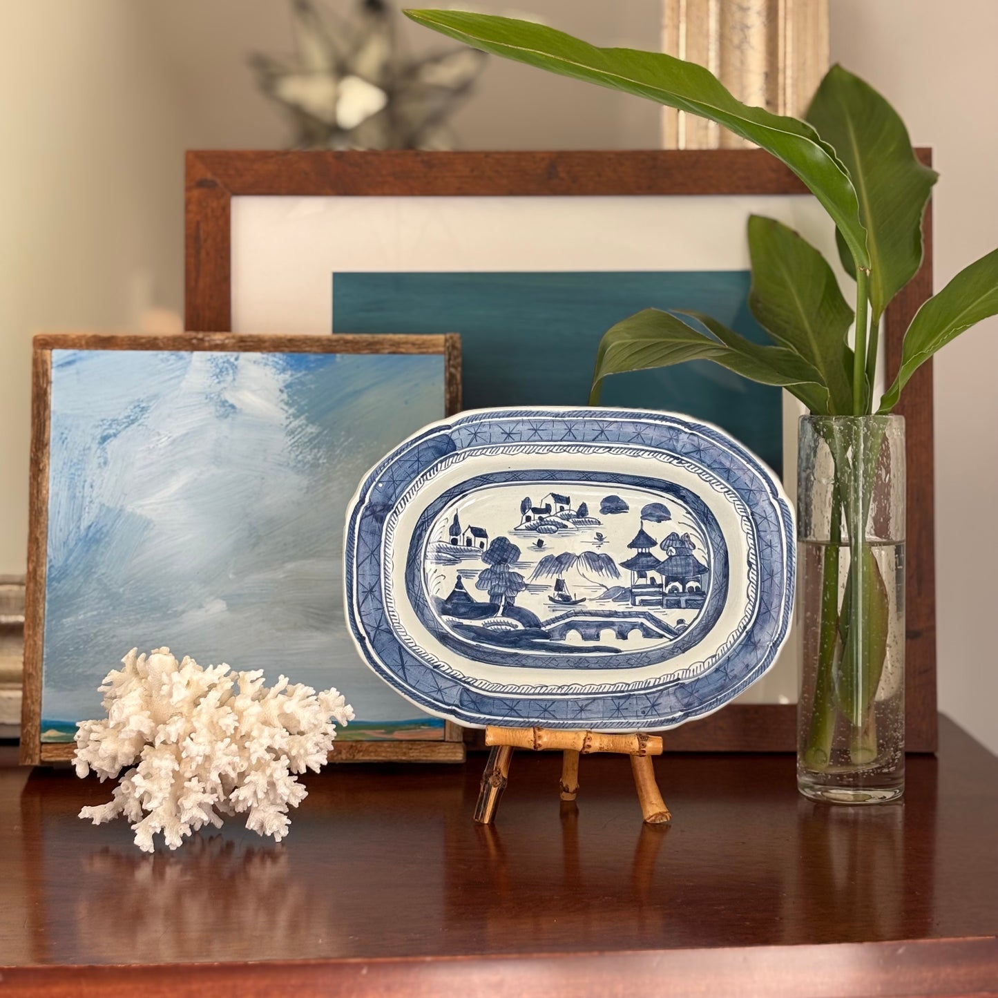Vintage Blue and White Chinoiserie Tray