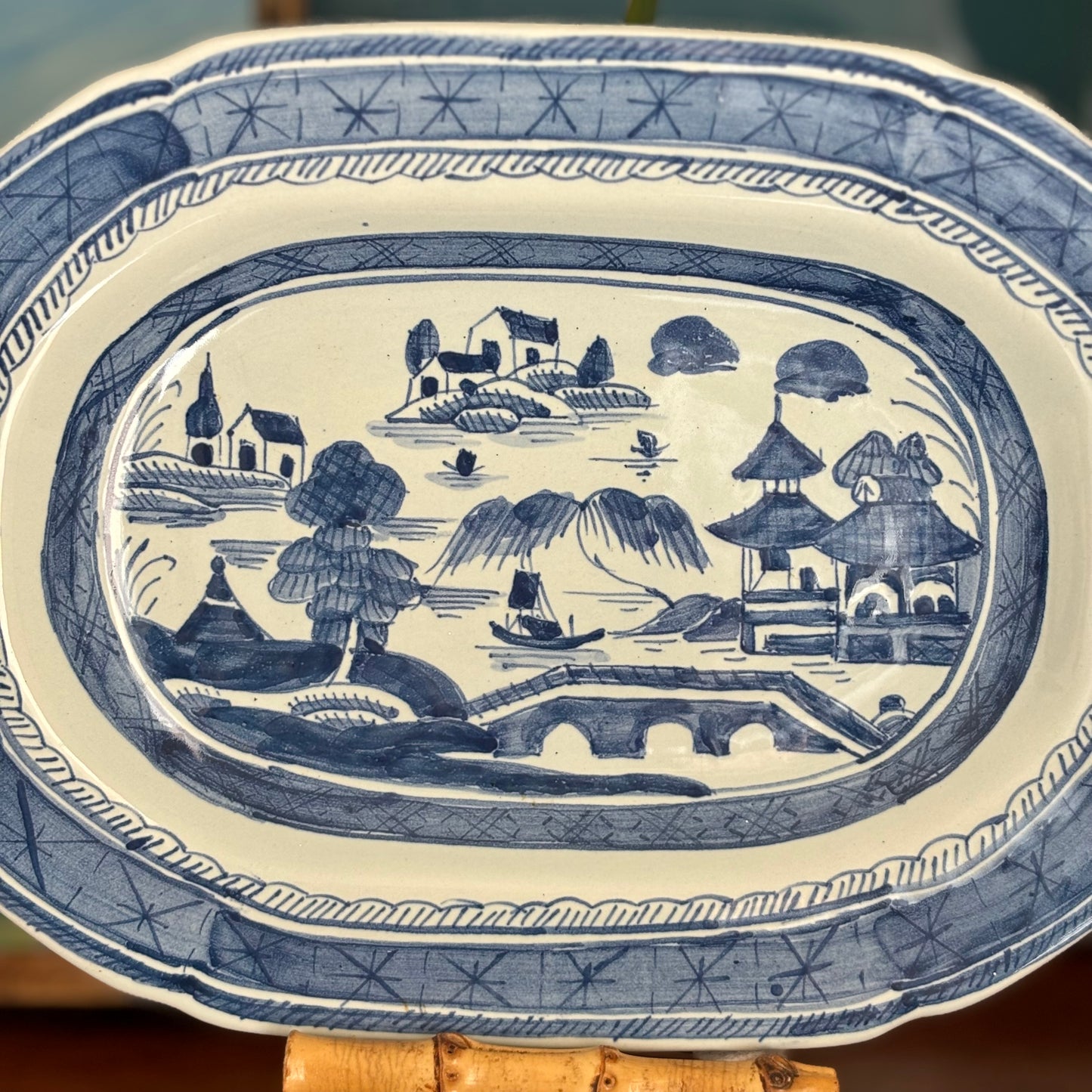 Vintage Blue and White Chinoiserie Tray