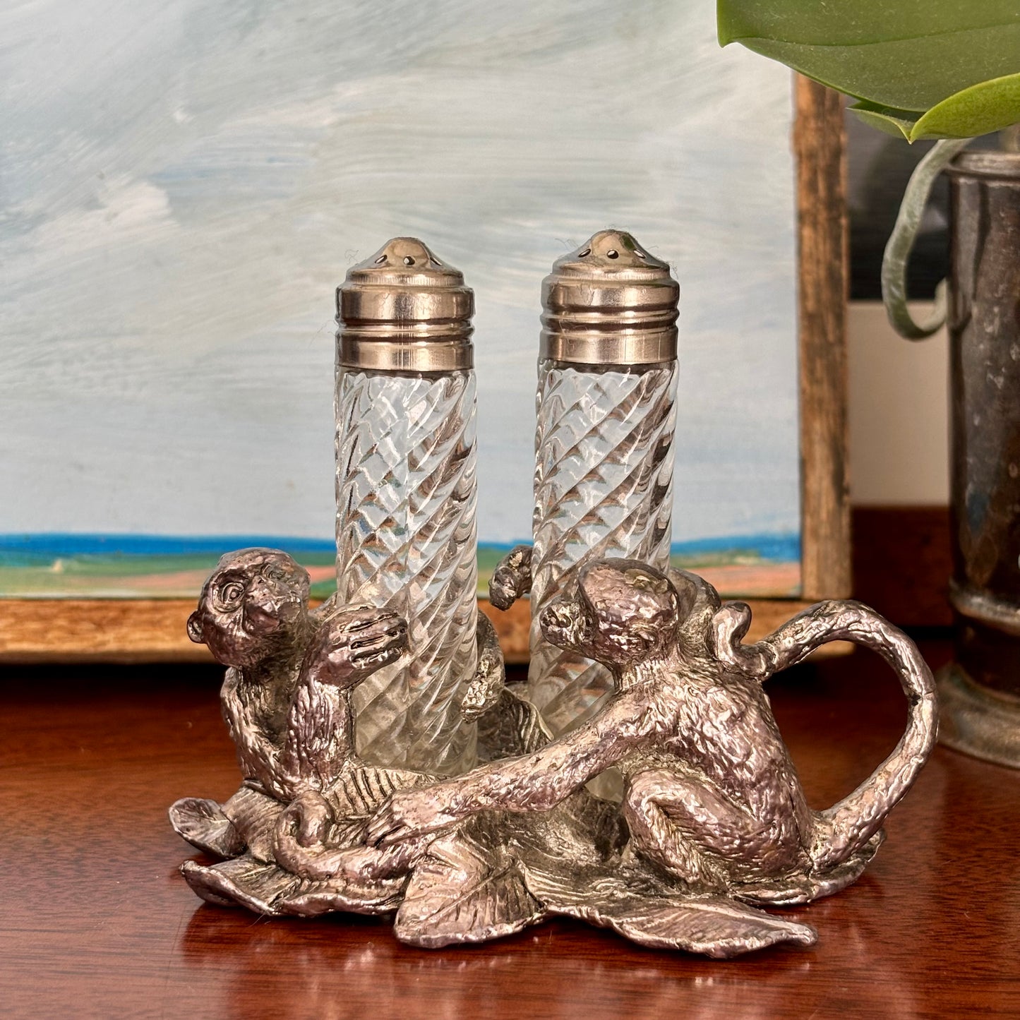 Vintage Arthur Court Silver Monkey Salt and Pepper Shakers