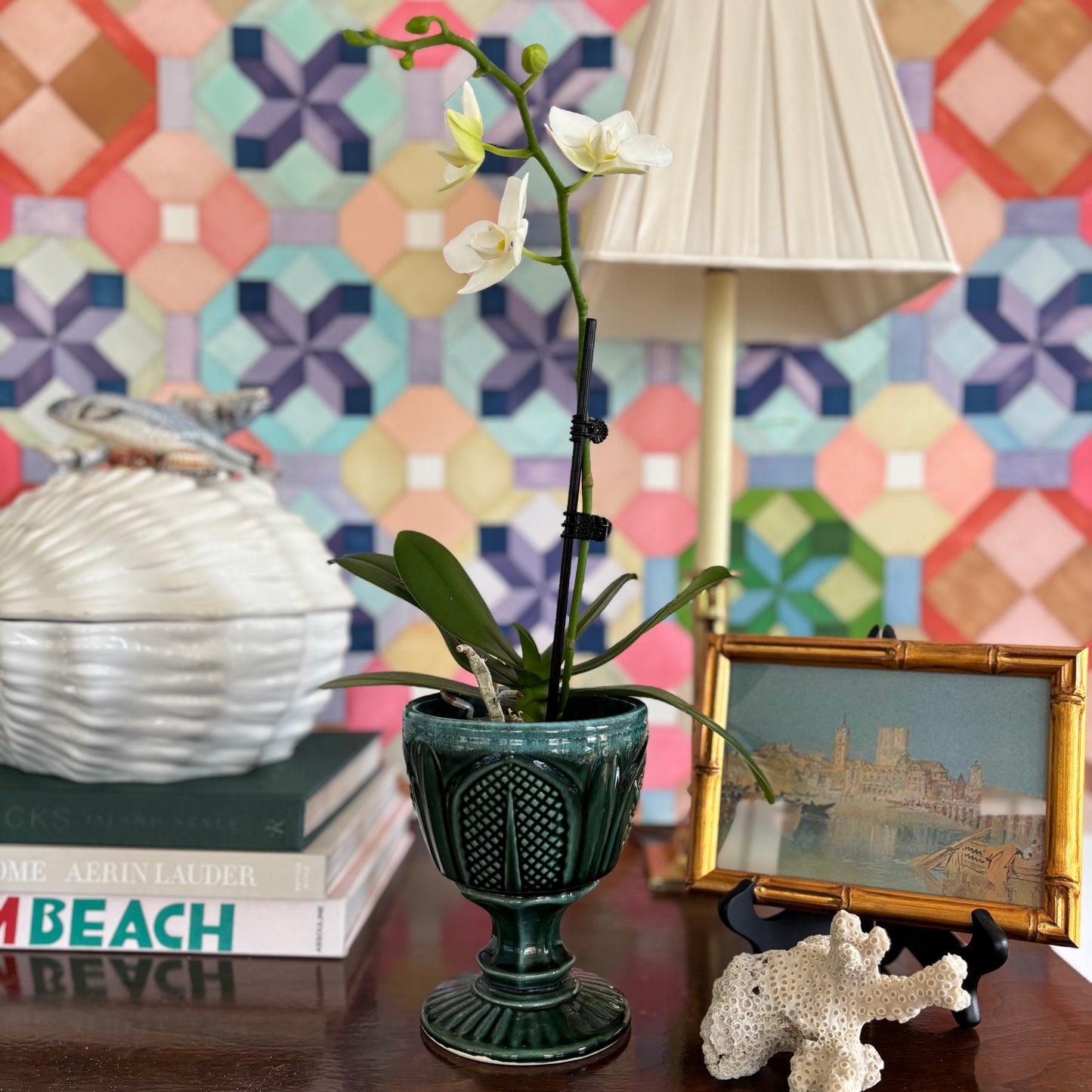 Green Hull Pottery Pedestal Planter