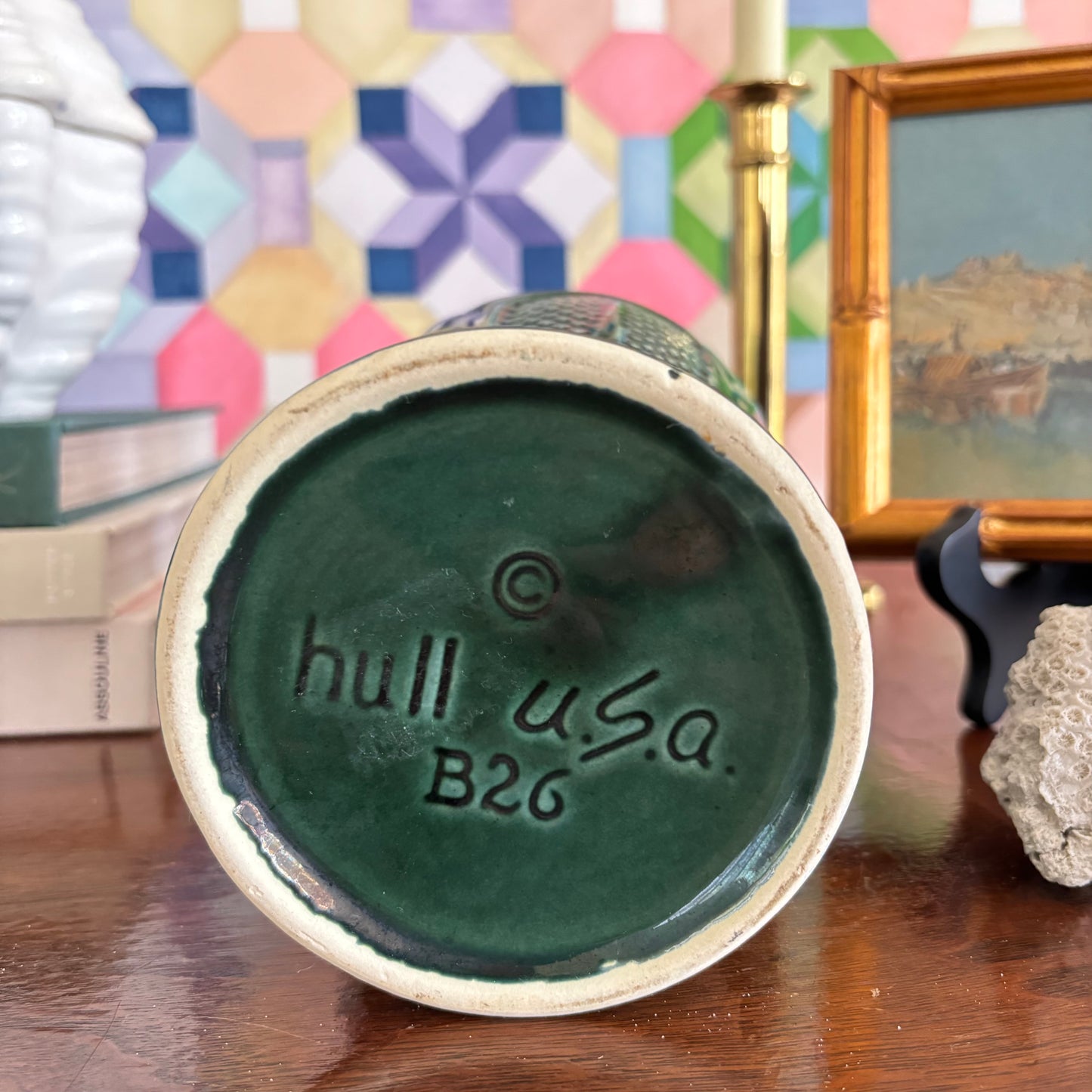 Green Hull Pottery Pedestal Planter