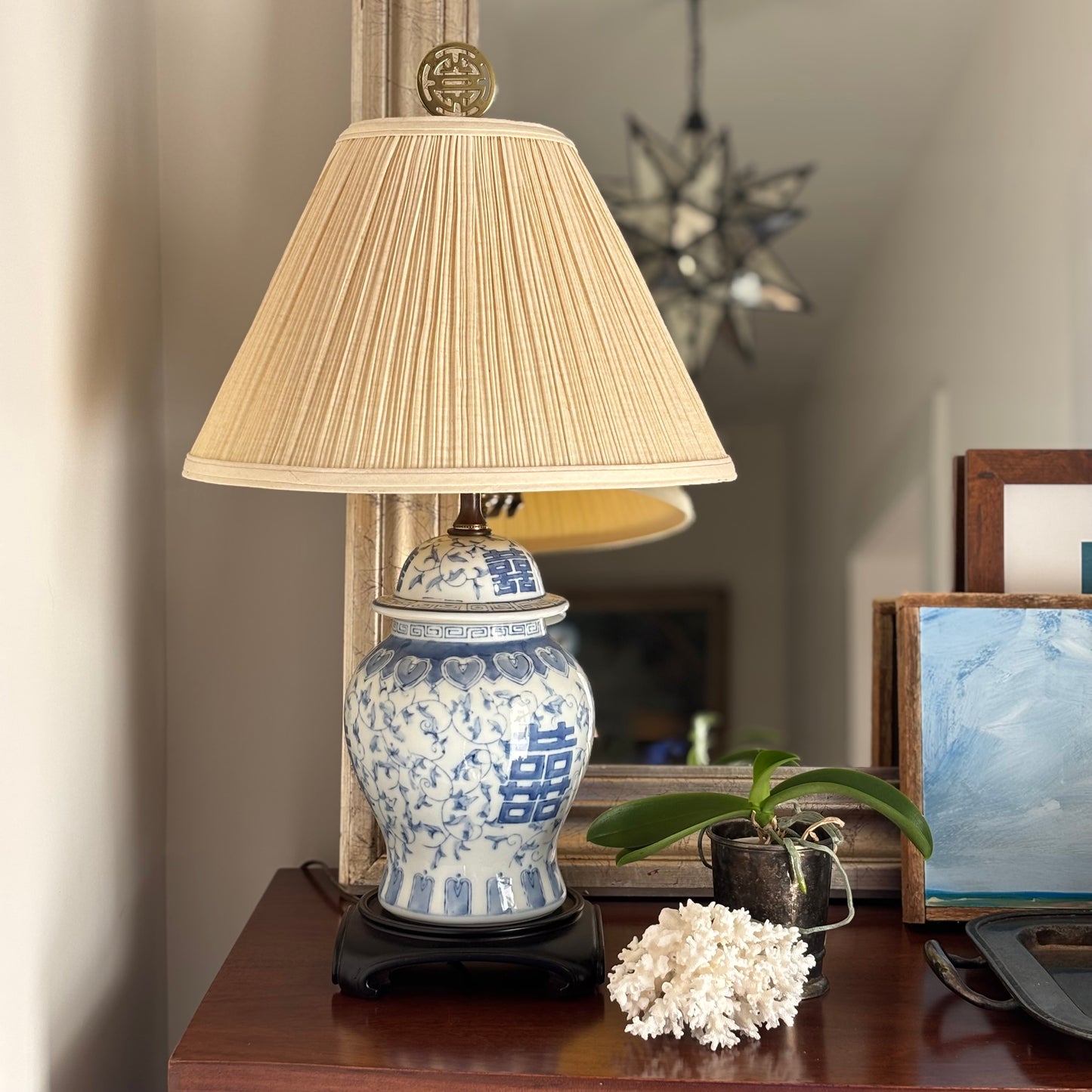 Vintage Double Happiness Ginger Jar Lamp