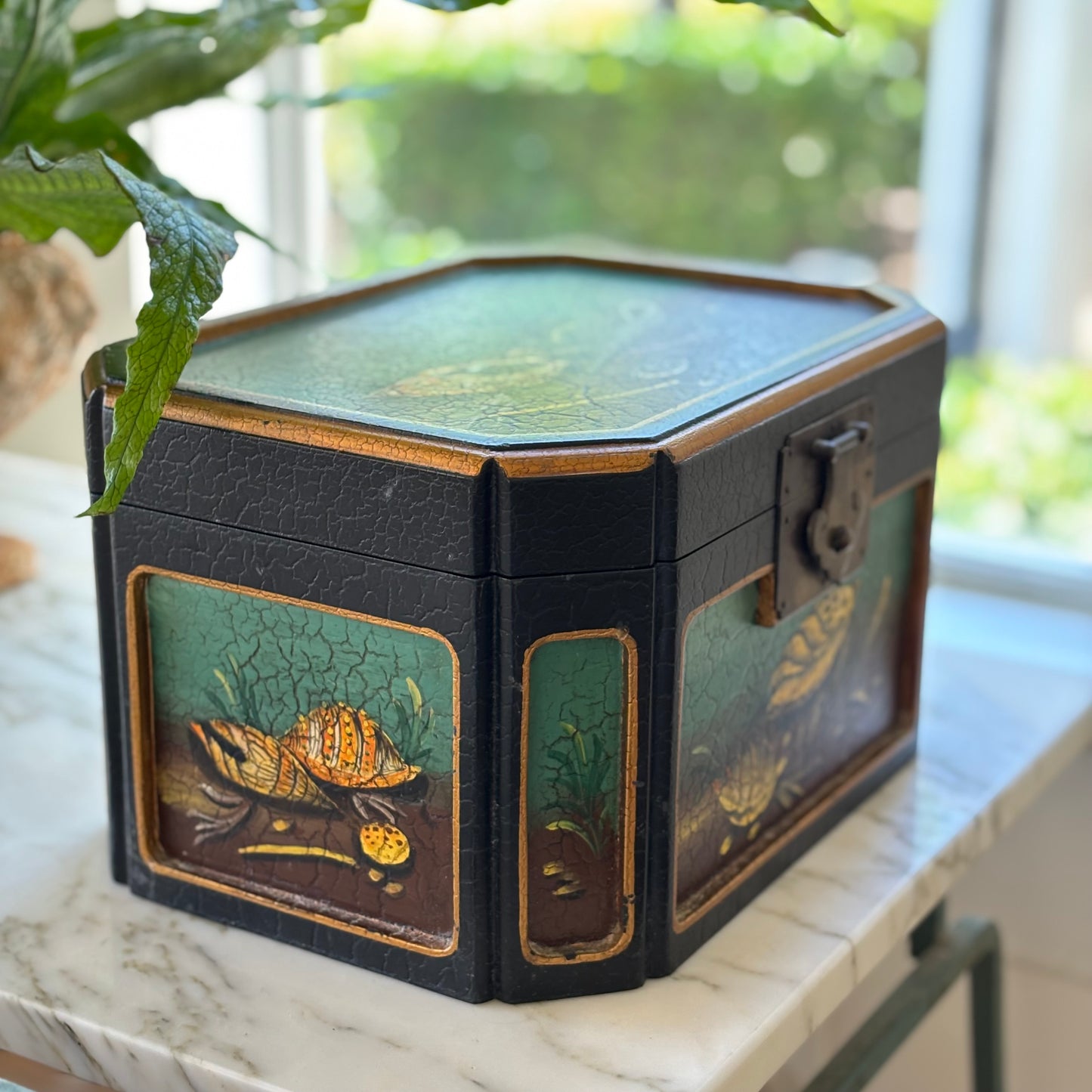 Castilian Imports Hinged Shell Painted Box