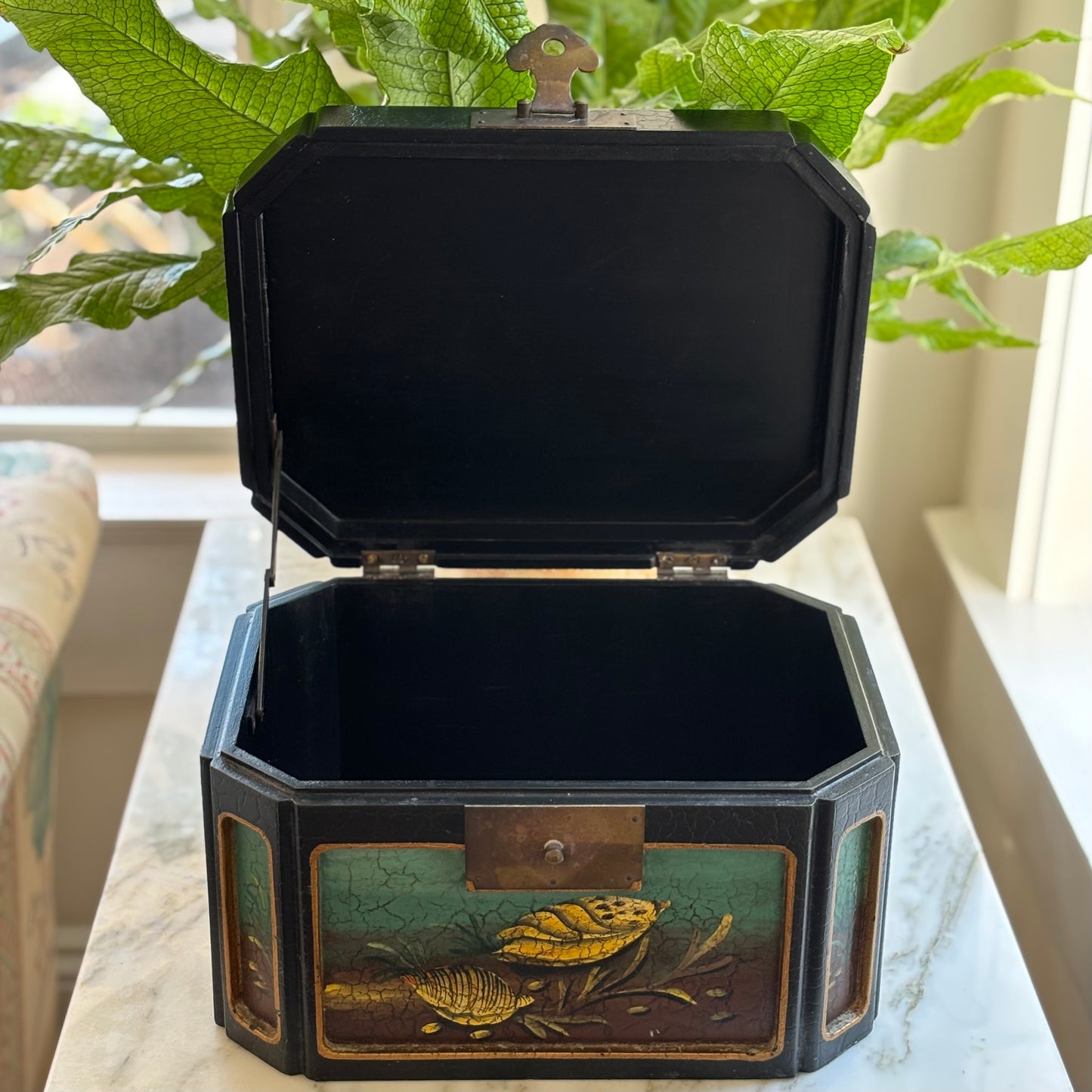 Castilian Imports Hinged Shell Painted Box