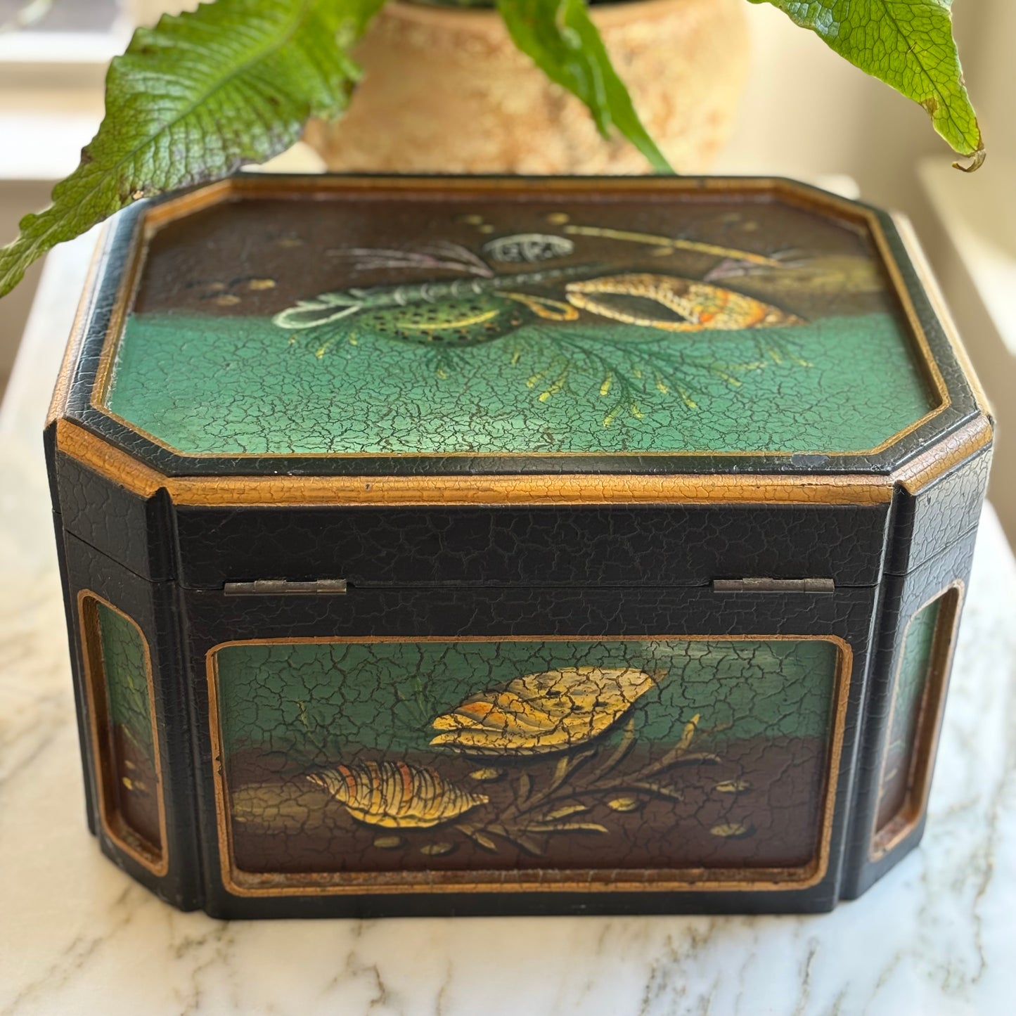 Castilian Imports Hinged Shell Painted Box
