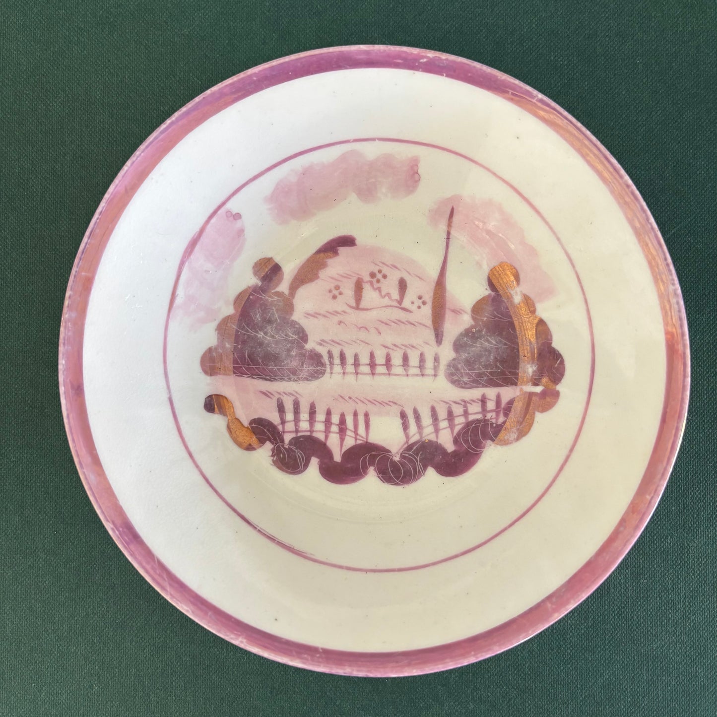 Antique Staffordshire Pearlware Pink Bowl