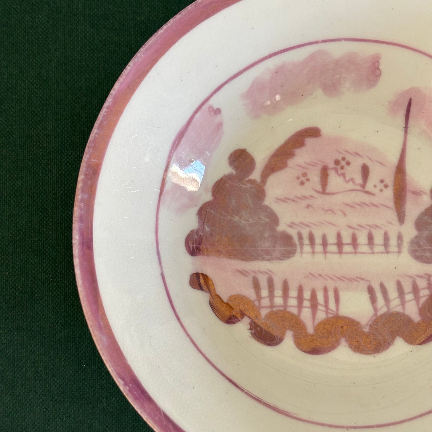 Antique Staffordshire Pearlware Pink Bowl