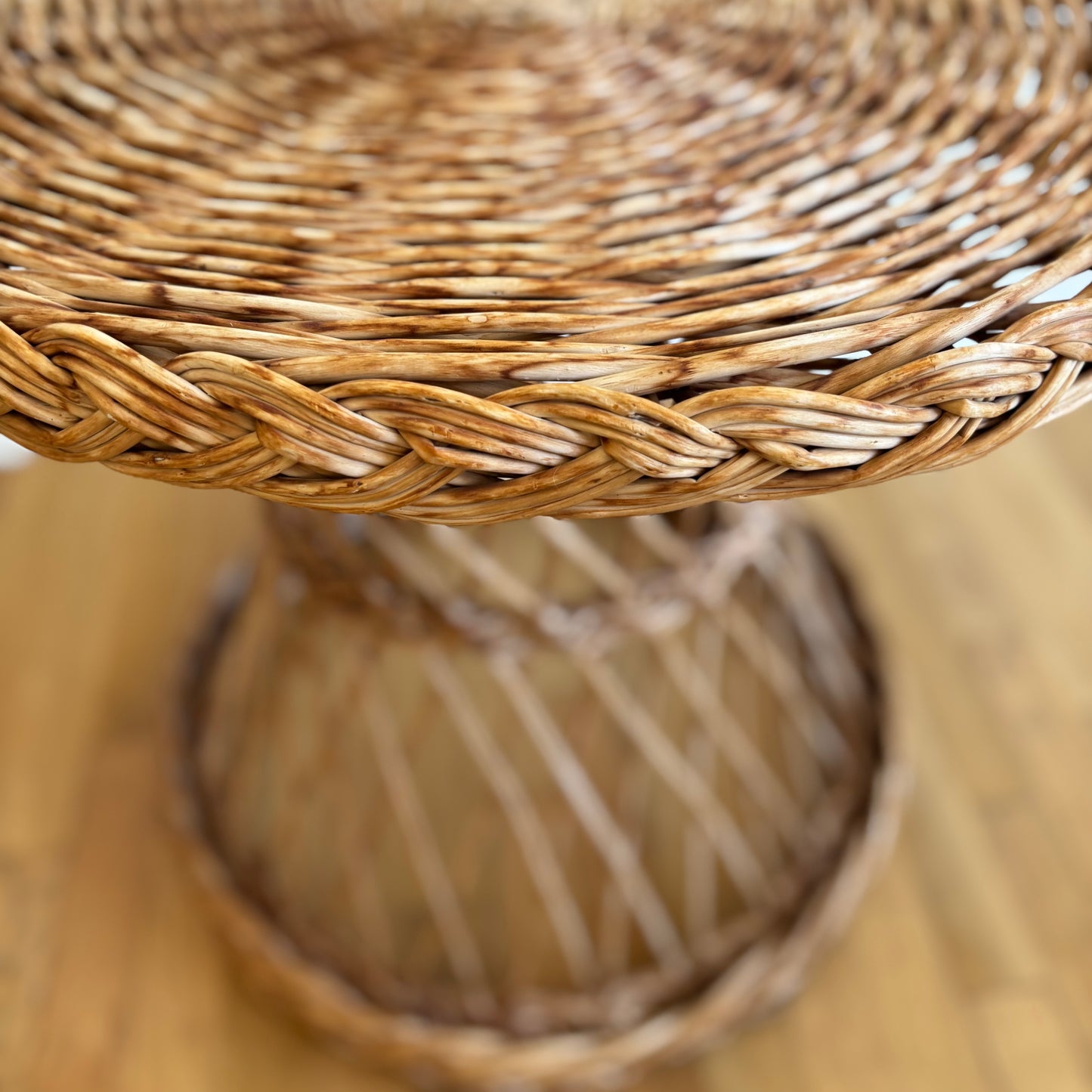 Vintage Wicker Hourglass Side Table