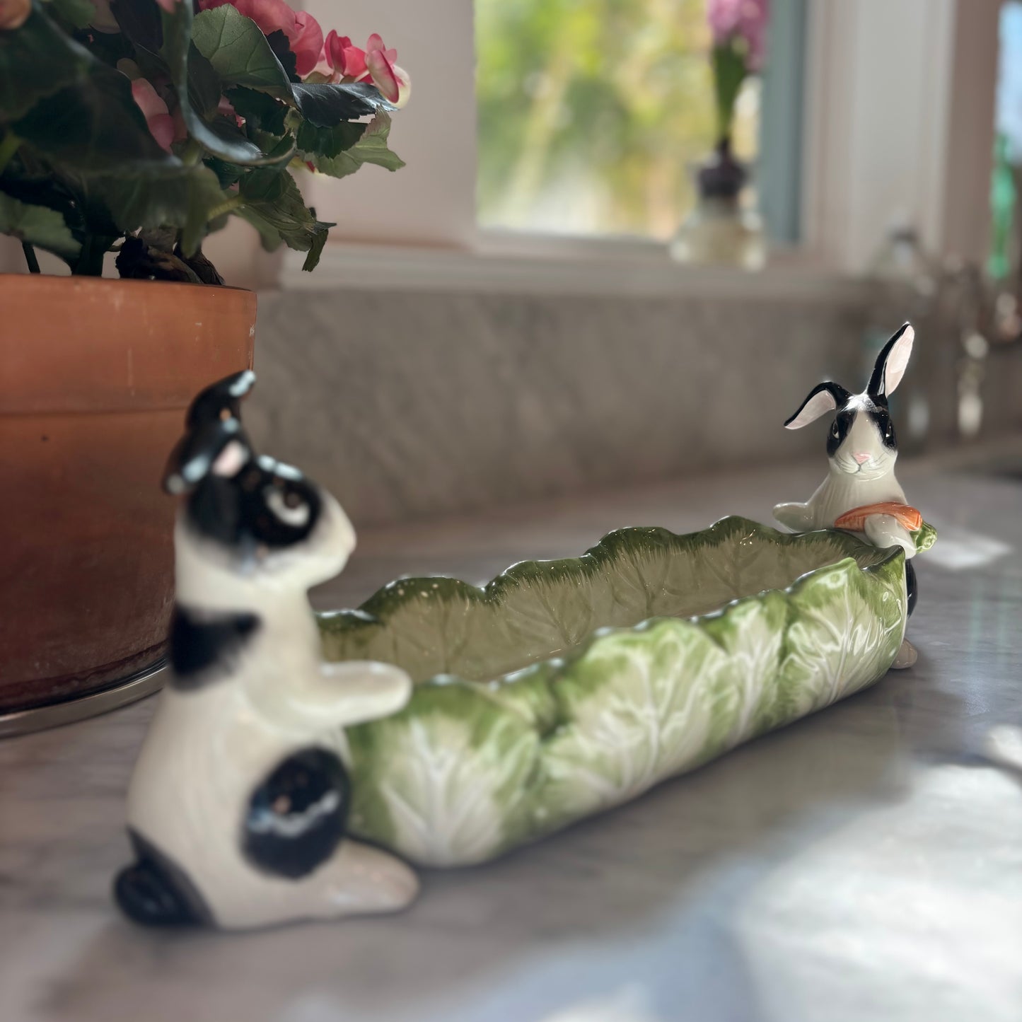 Fitz and Floyd Rabbit Lettuce Leaf Tray