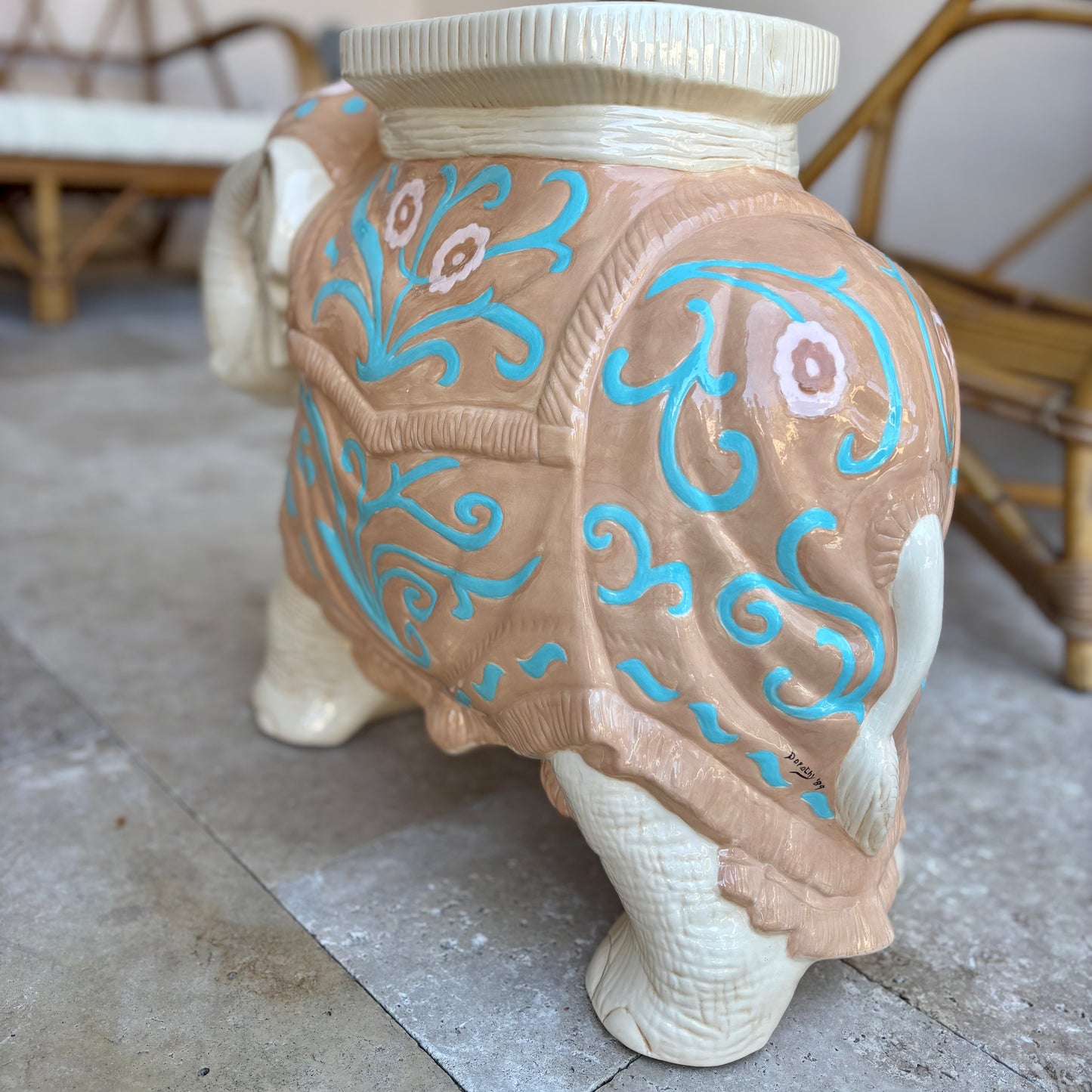 Vintage Ceramic Elephant Plant Stand
