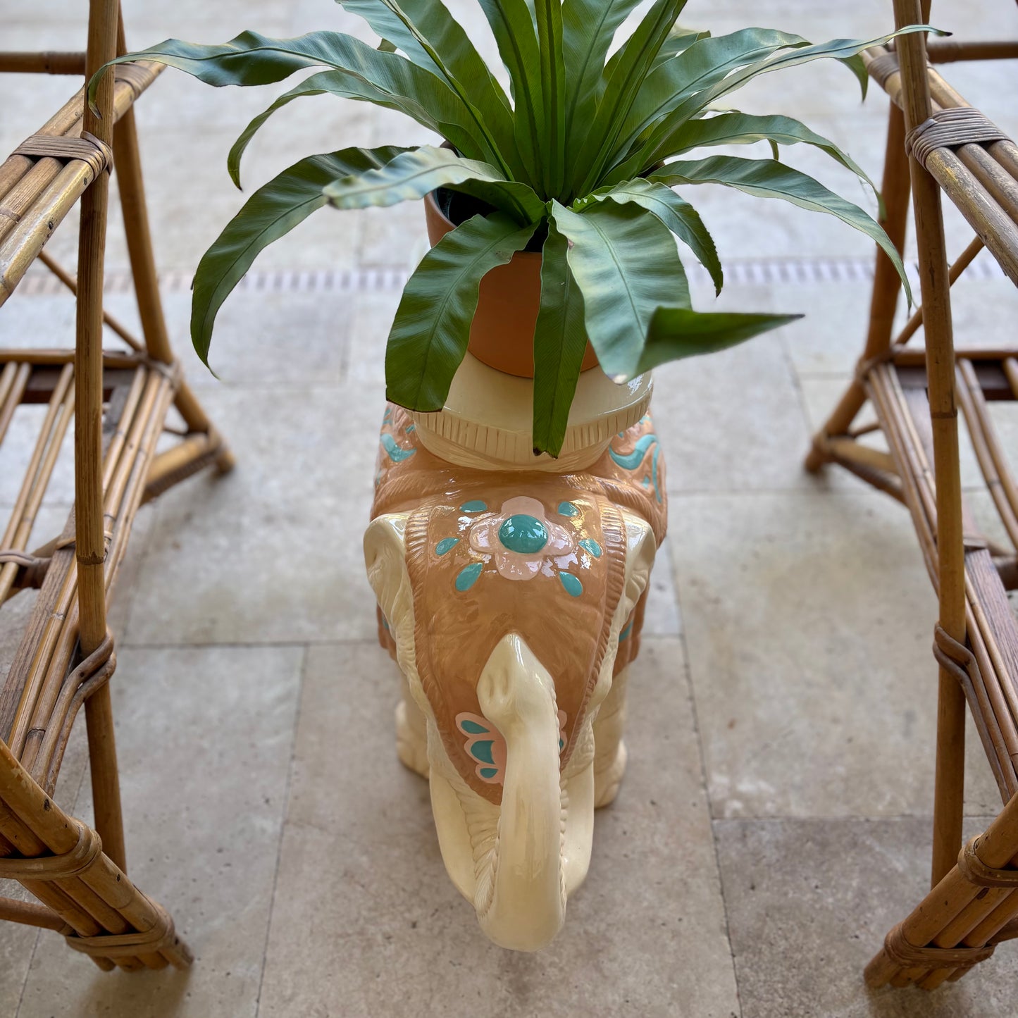 Vintage Ceramic Elephant Plant Stand