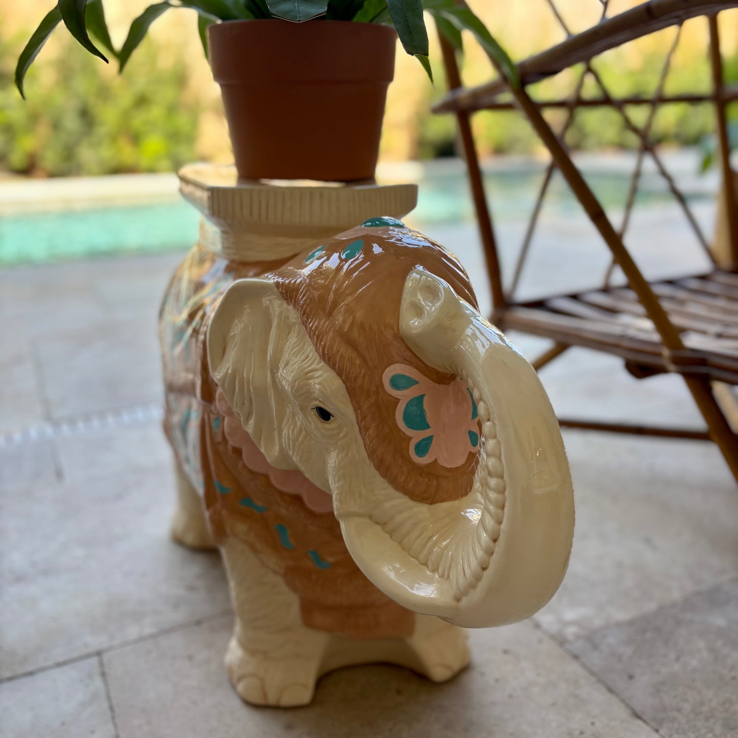 Vintage Ceramic Elephant Plant Stand