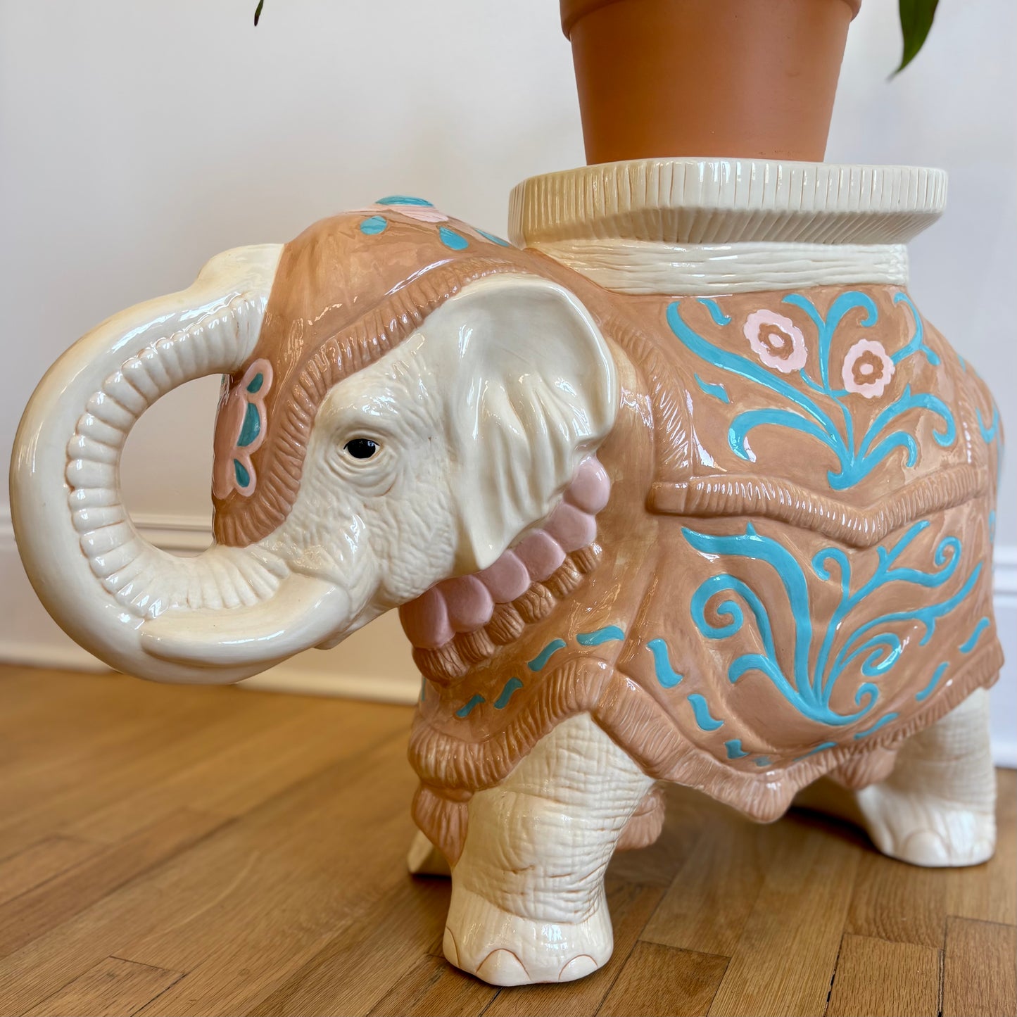 Vintage Ceramic Elephant Plant Stand