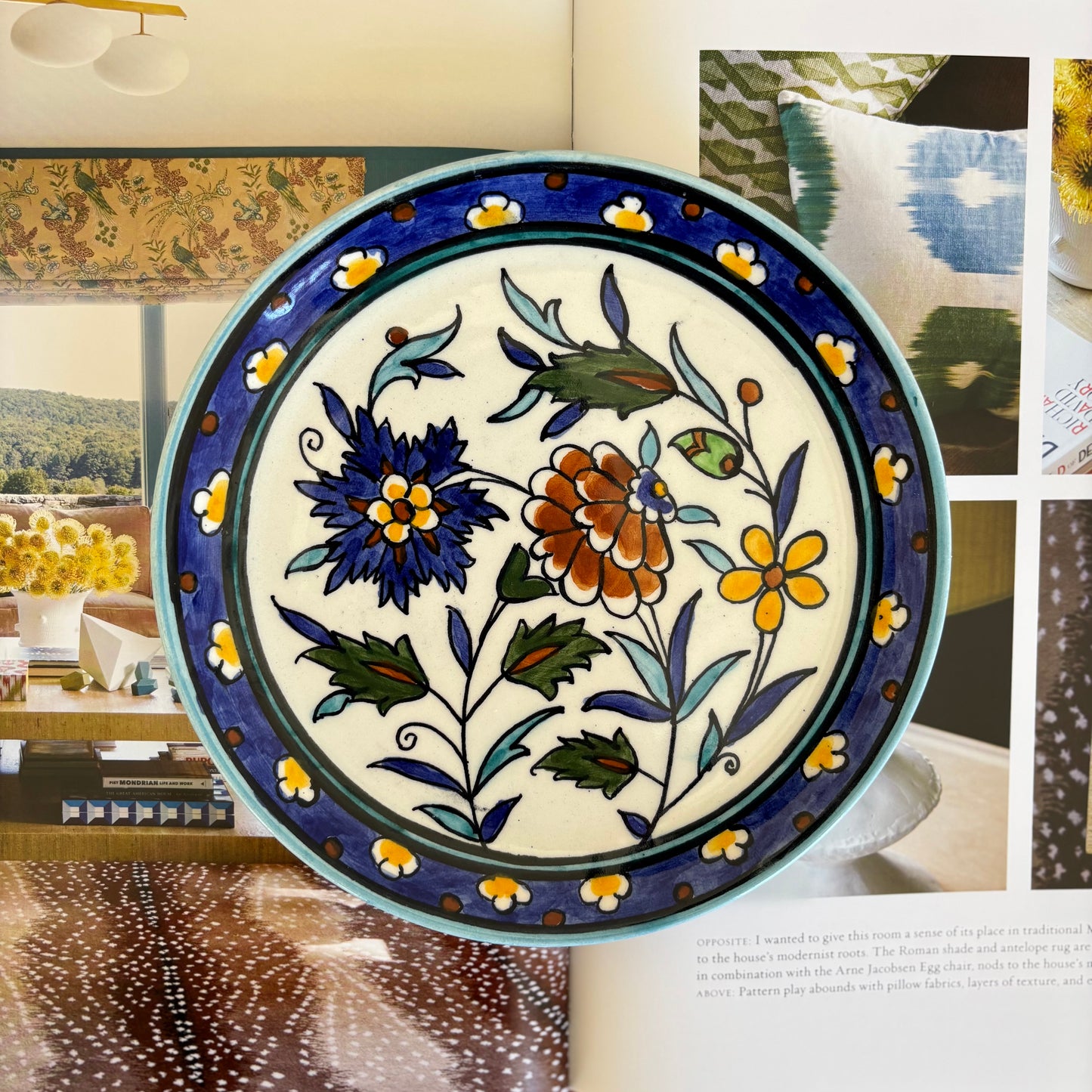 Hand Painted Floral Ceramic Plate