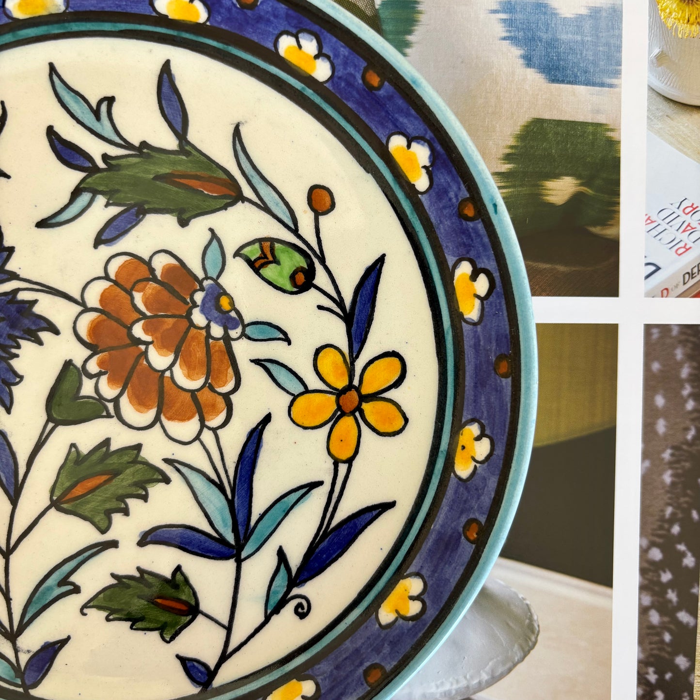 Hand Painted Floral Ceramic Plate
