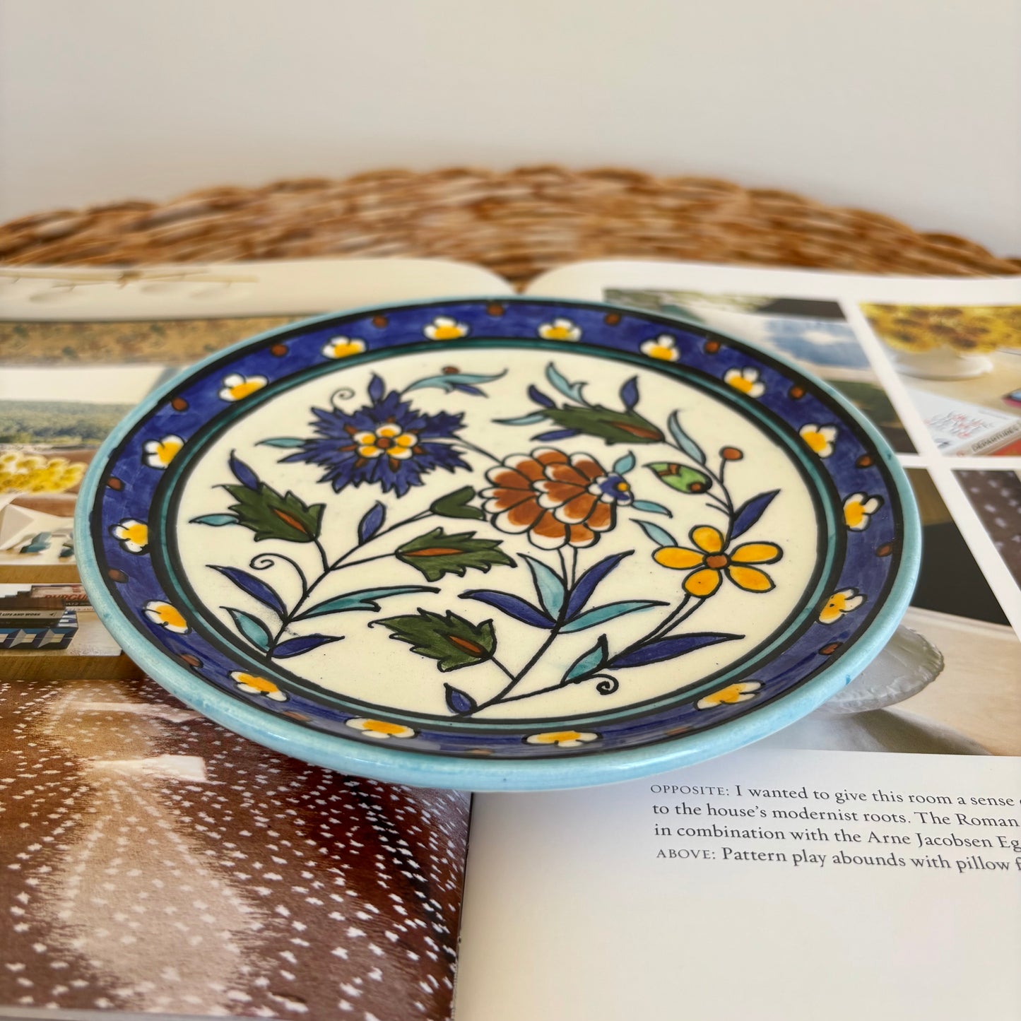 Hand Painted Floral Ceramic Plate