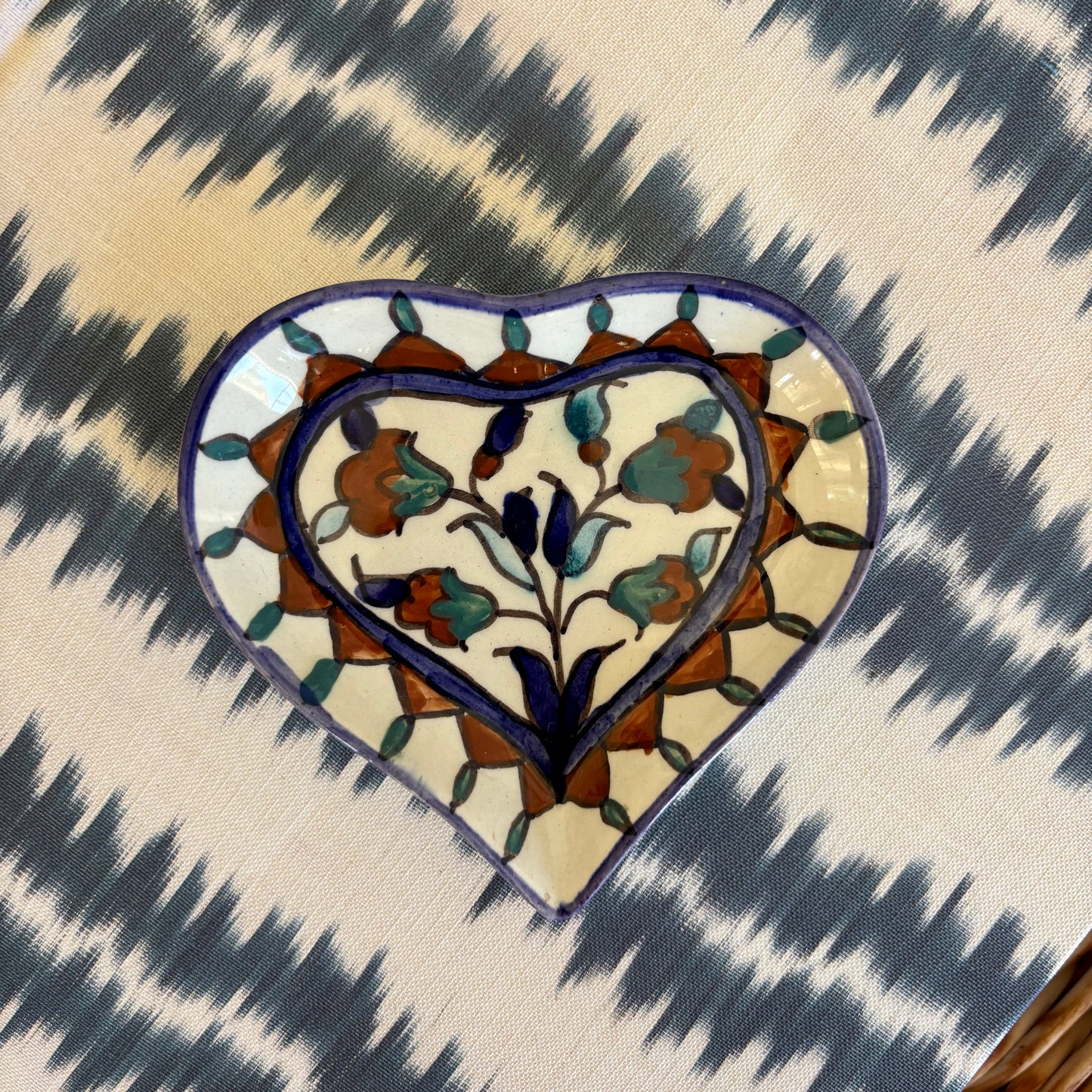 Hand Painted Ceramic Floral Heart Dish