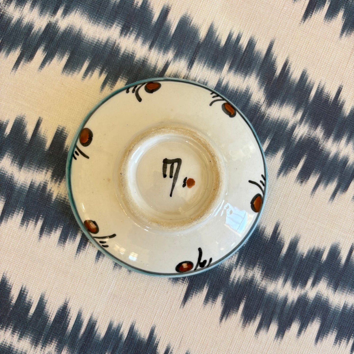 Hand Painted Ceramic Floral Round Dish