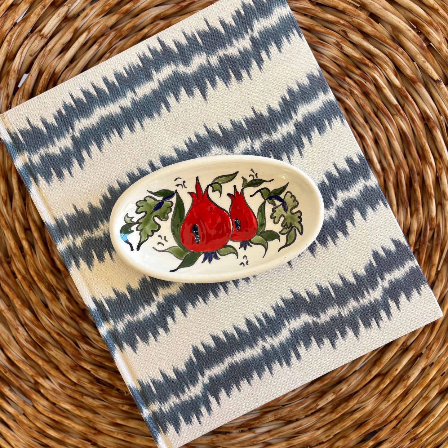 Hand Painted Pomegranate Oval Dish