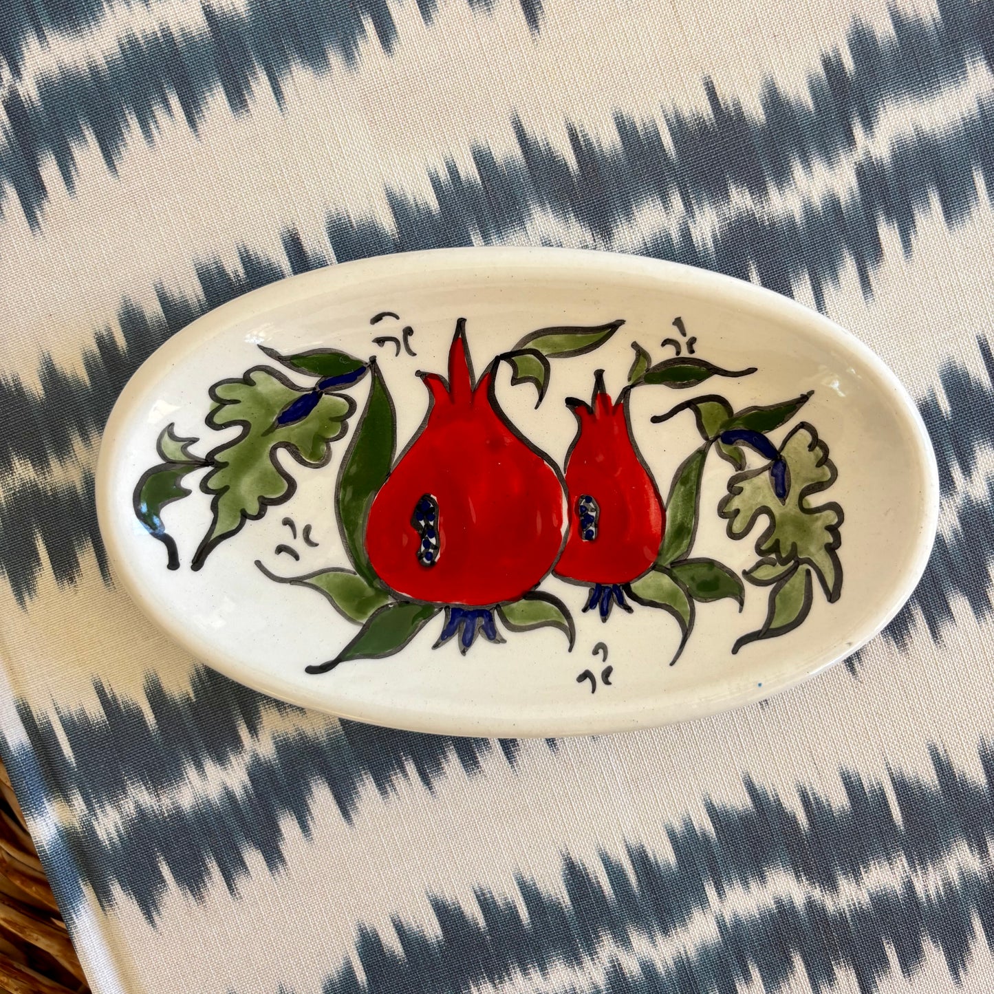Hand Painted Pomegranate Oval Dish