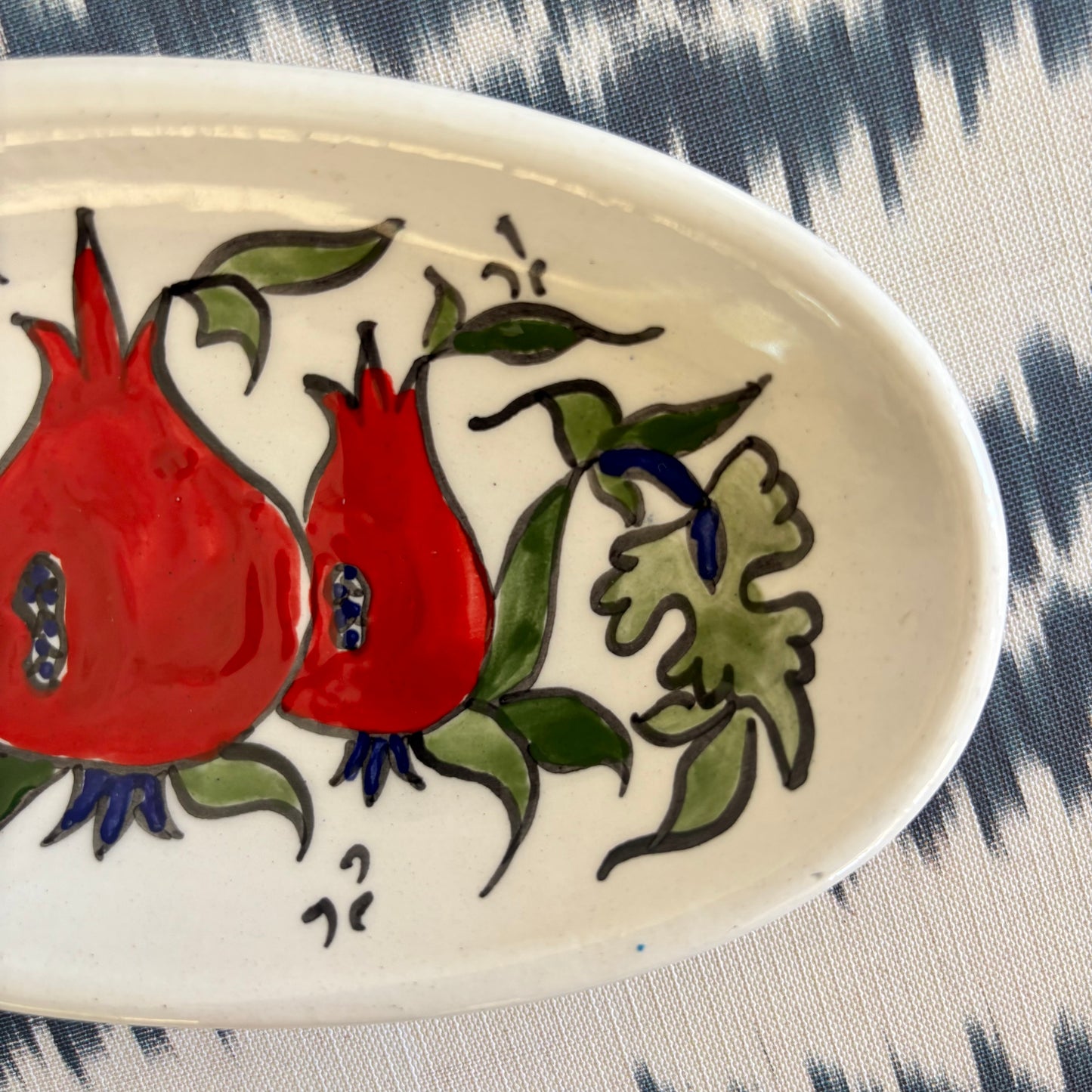 Hand Painted Pomegranate Oval Dish