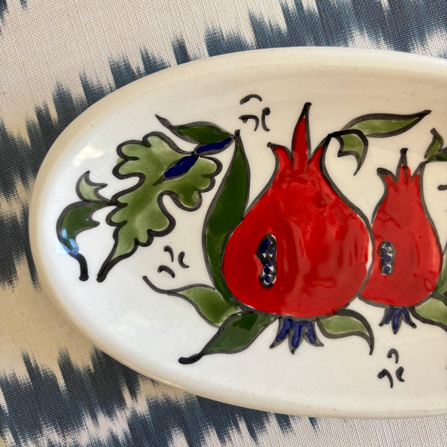 Hand Painted Pomegranate Oval Dish