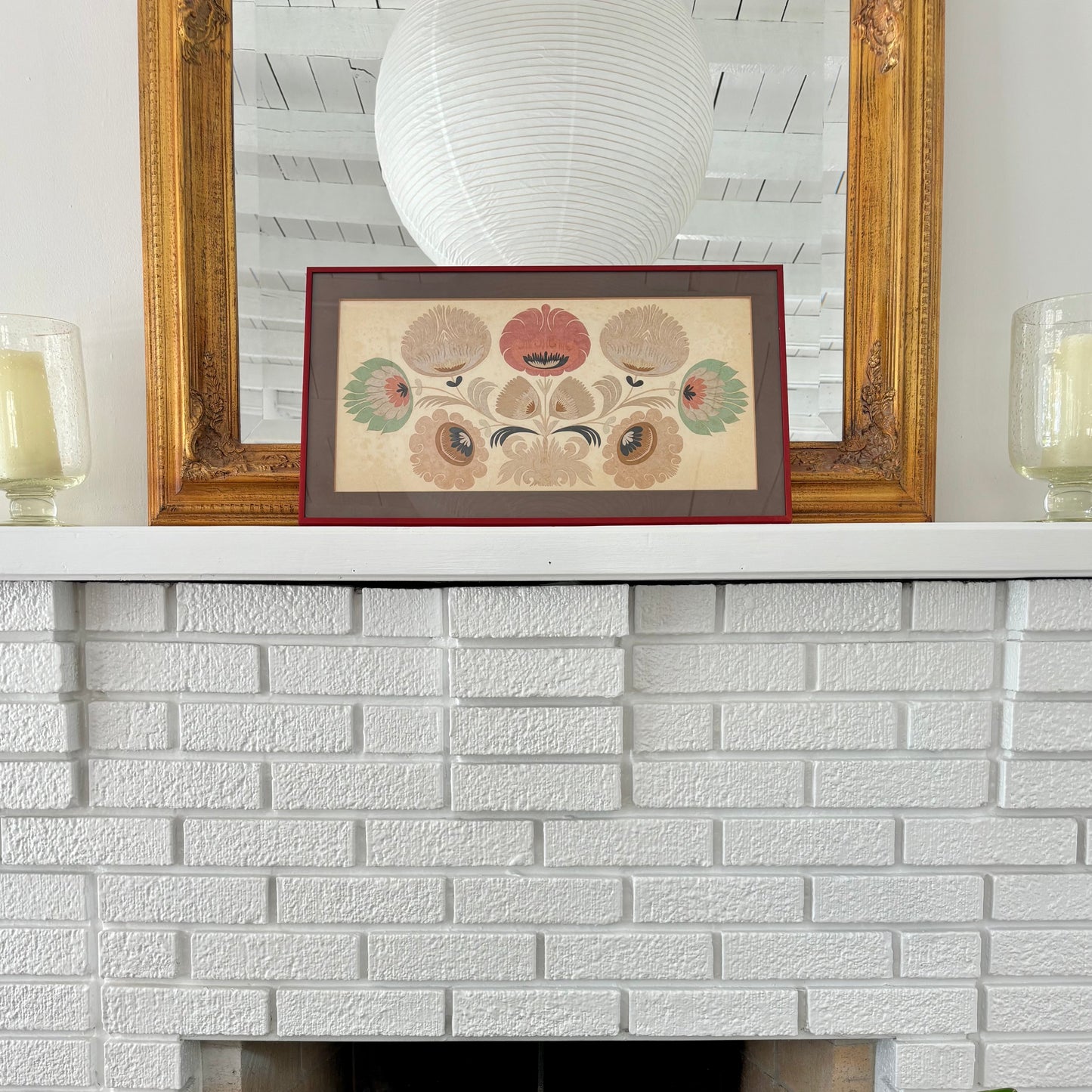 Vintage Framed Wycinanki Folk Art