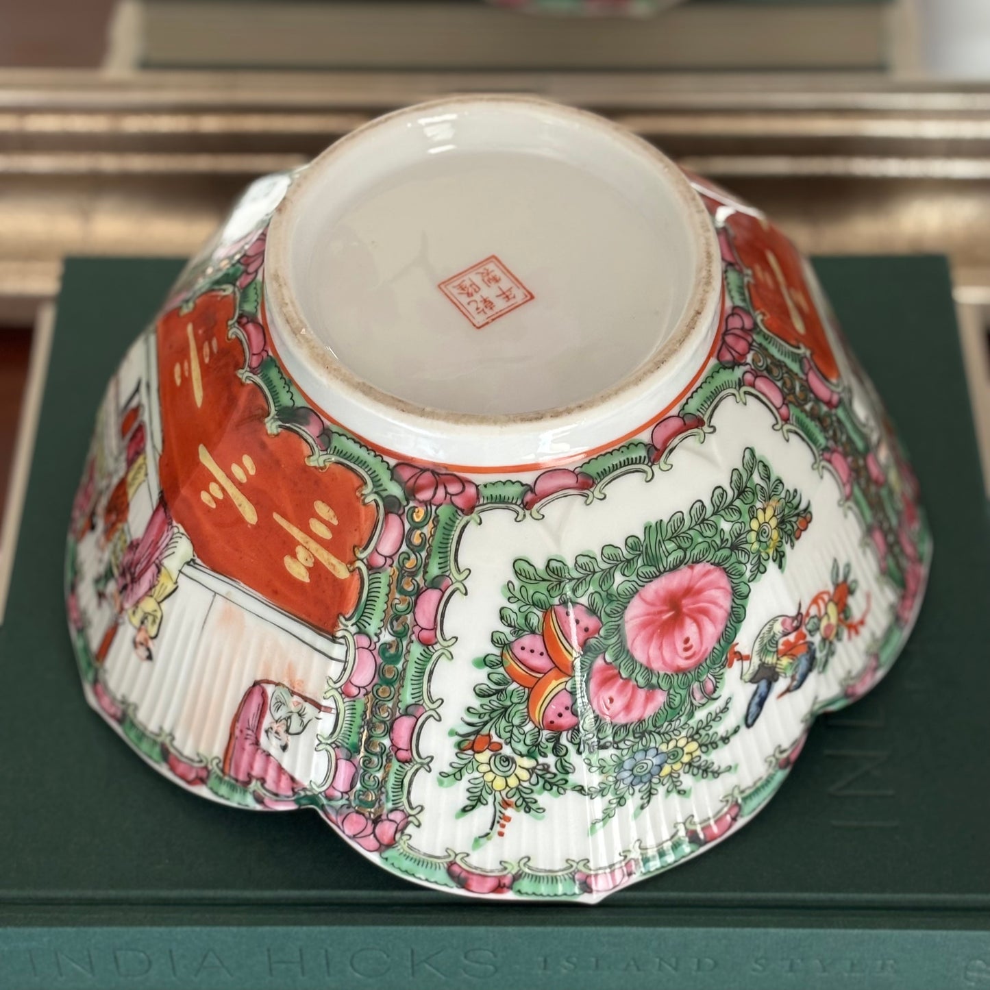 Vintage Famille Rose Medallion Lotus Bowl