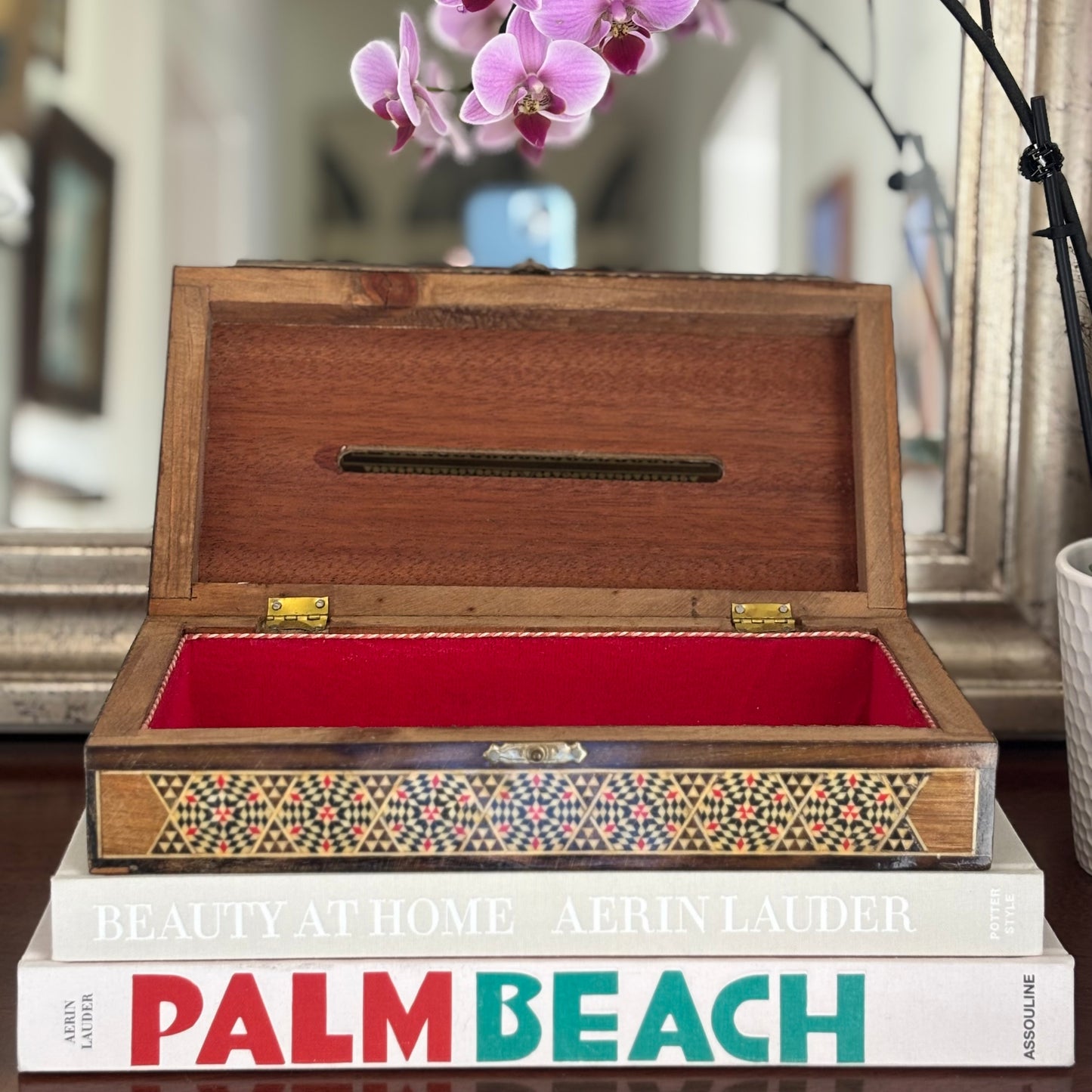 Vintage Wood Mosaic Tissue Box