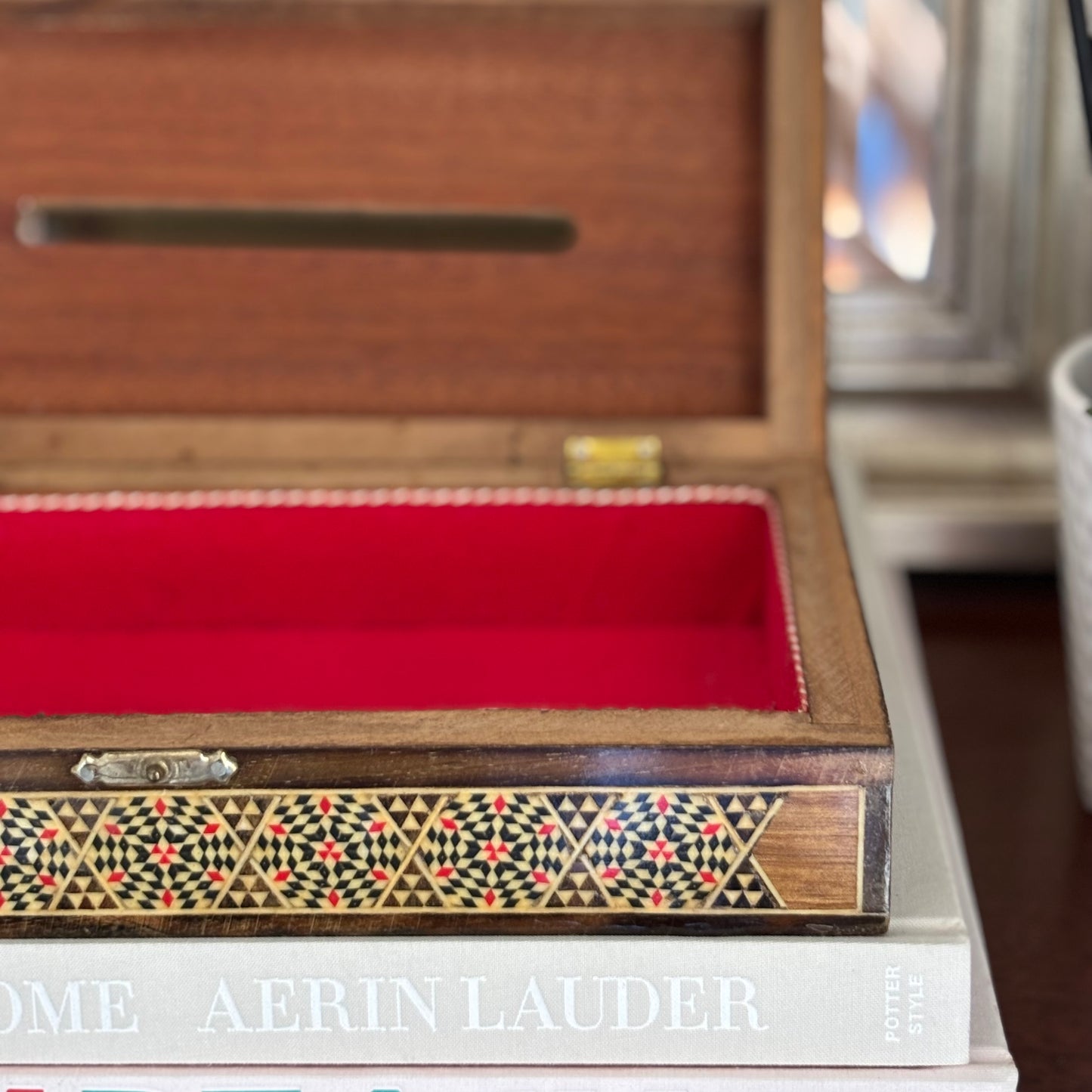 Vintage Wood Mosaic Tissue Box