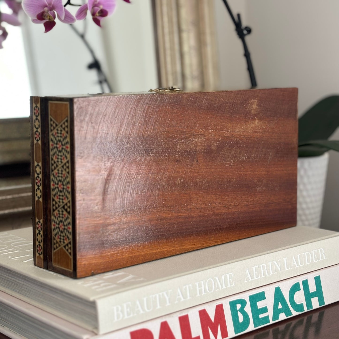 Vintage Wood Mosaic Tissue Box