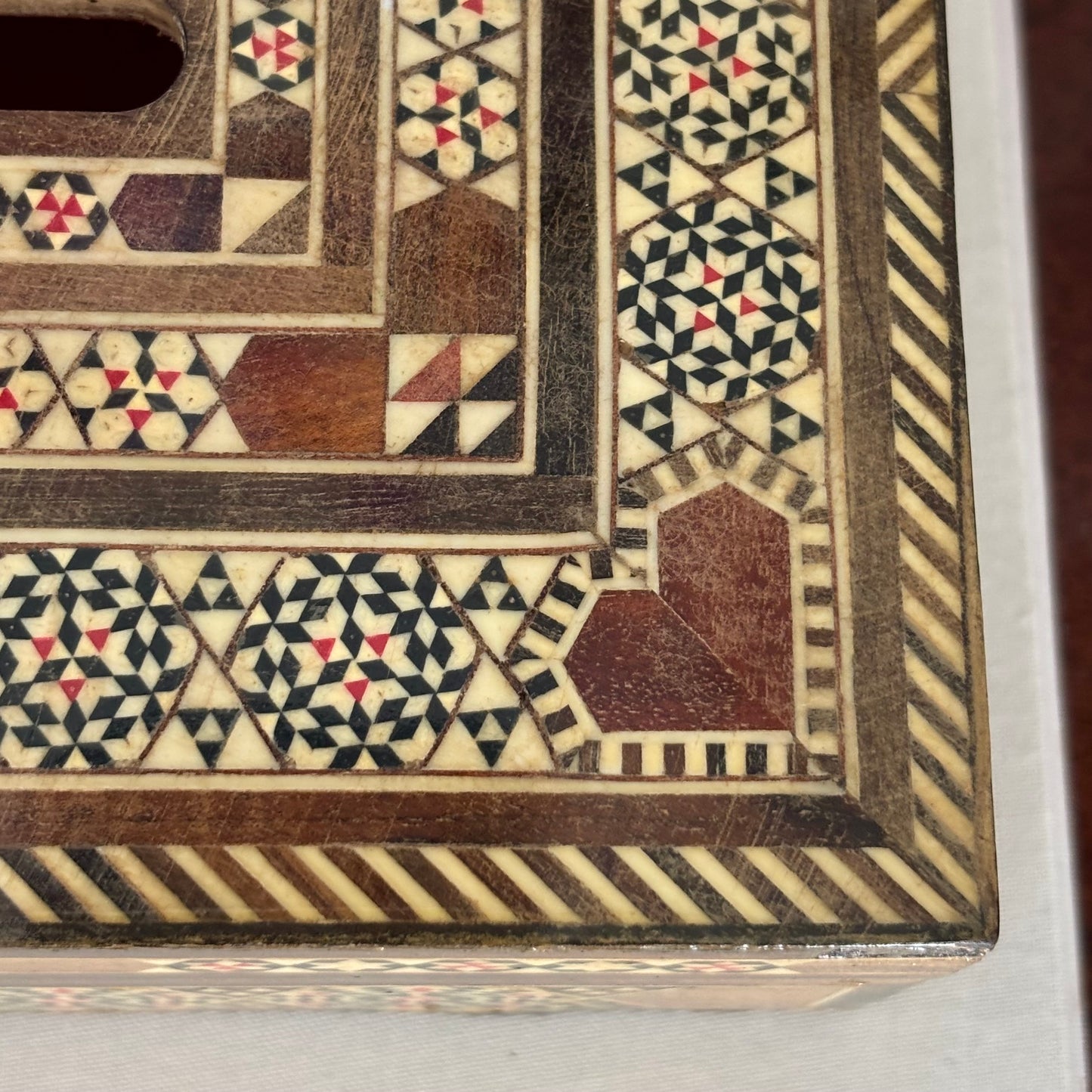 Vintage Wood Mosaic Tissue Box
