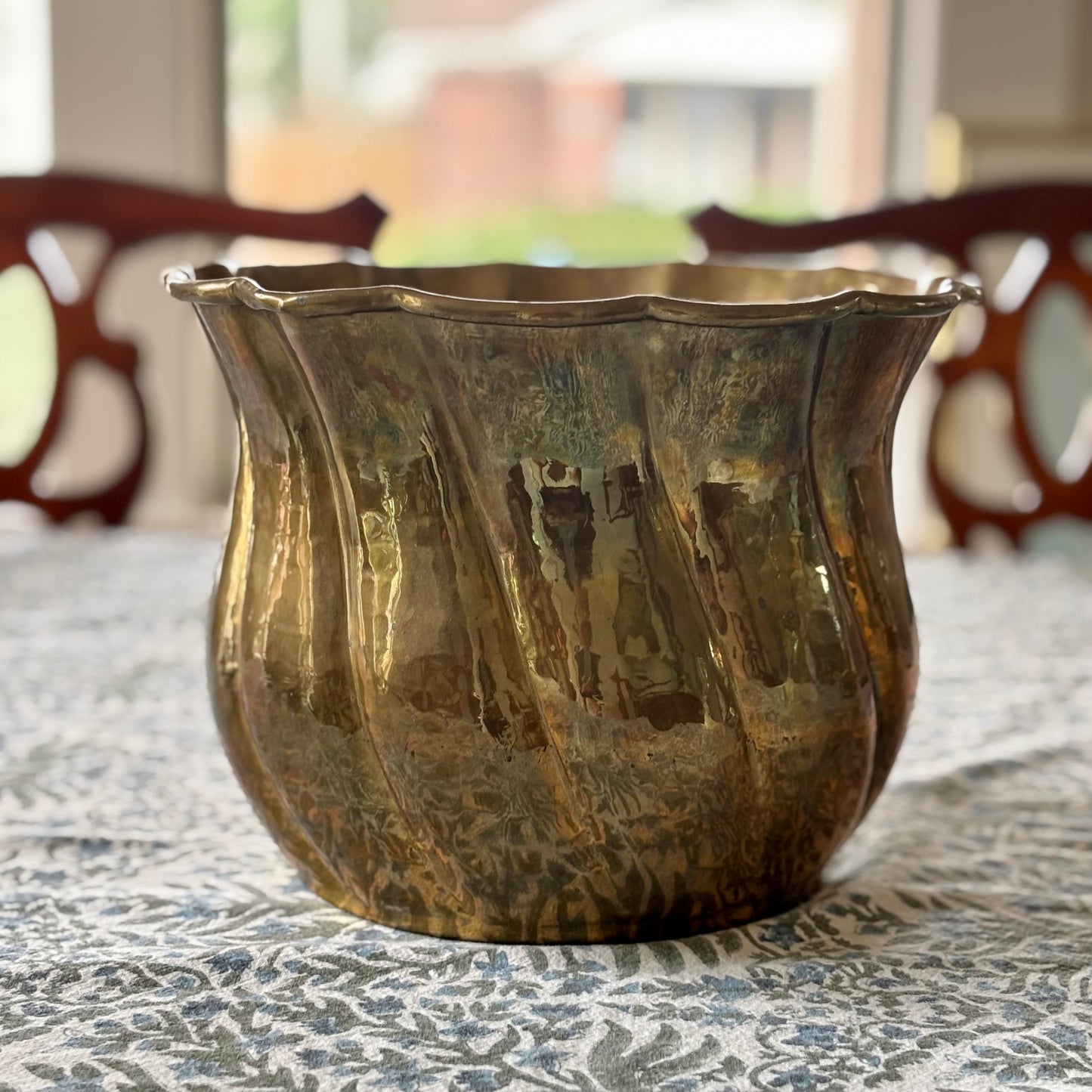 Vintage Hammered Brass Planter