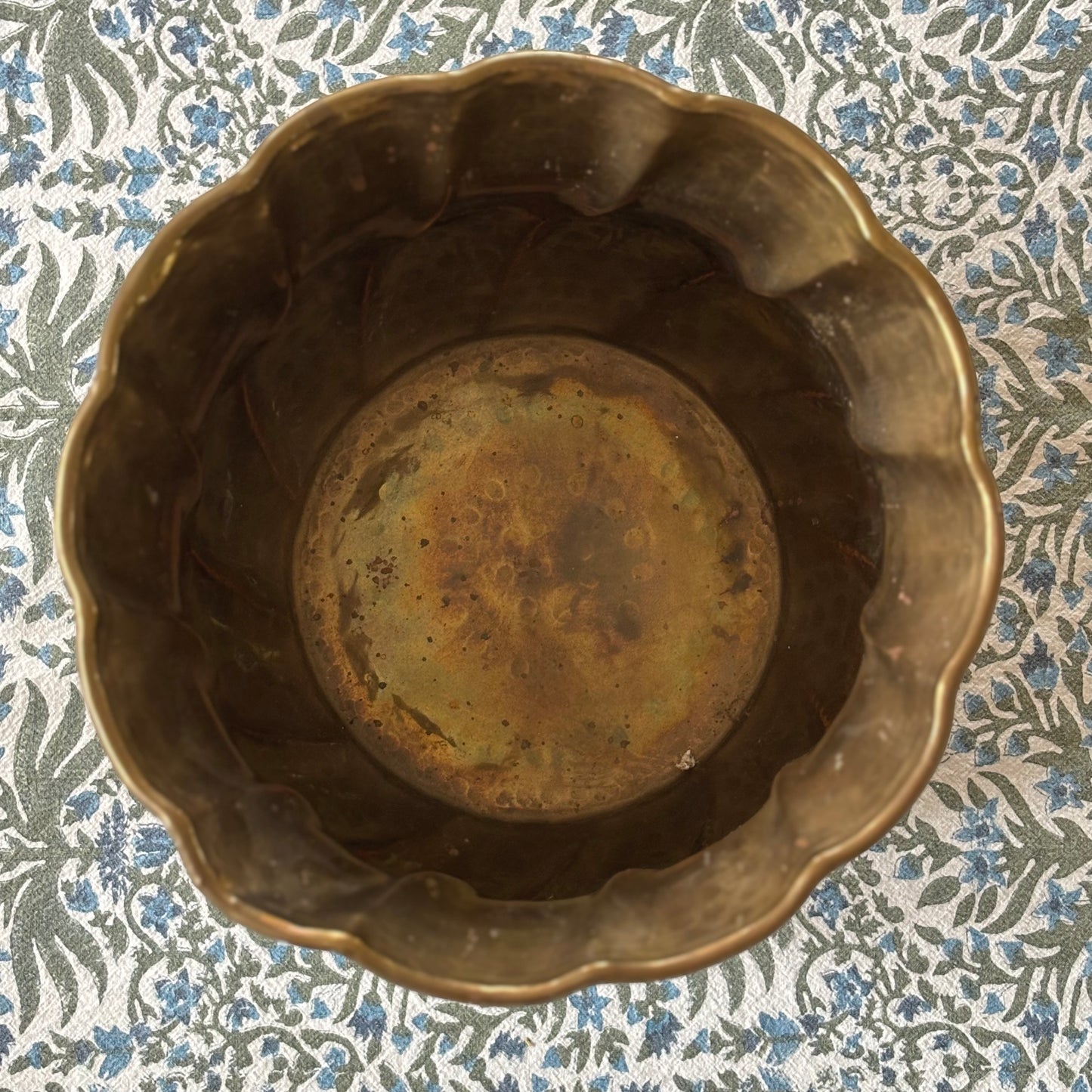 Vintage Hammered Brass Planter