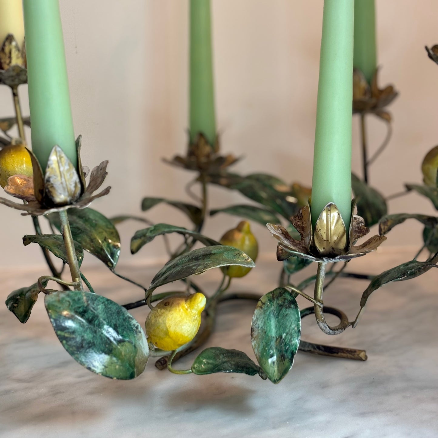 Vintage Lemon Tole Candelabra