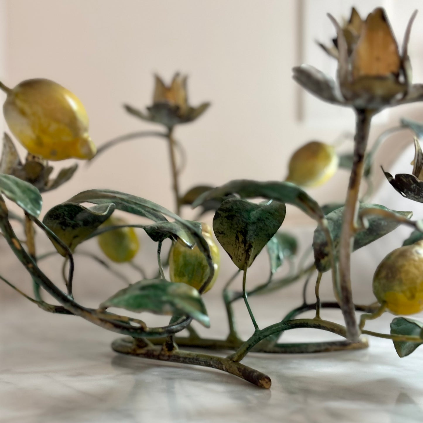 Vintage Lemon Tole Candelabra