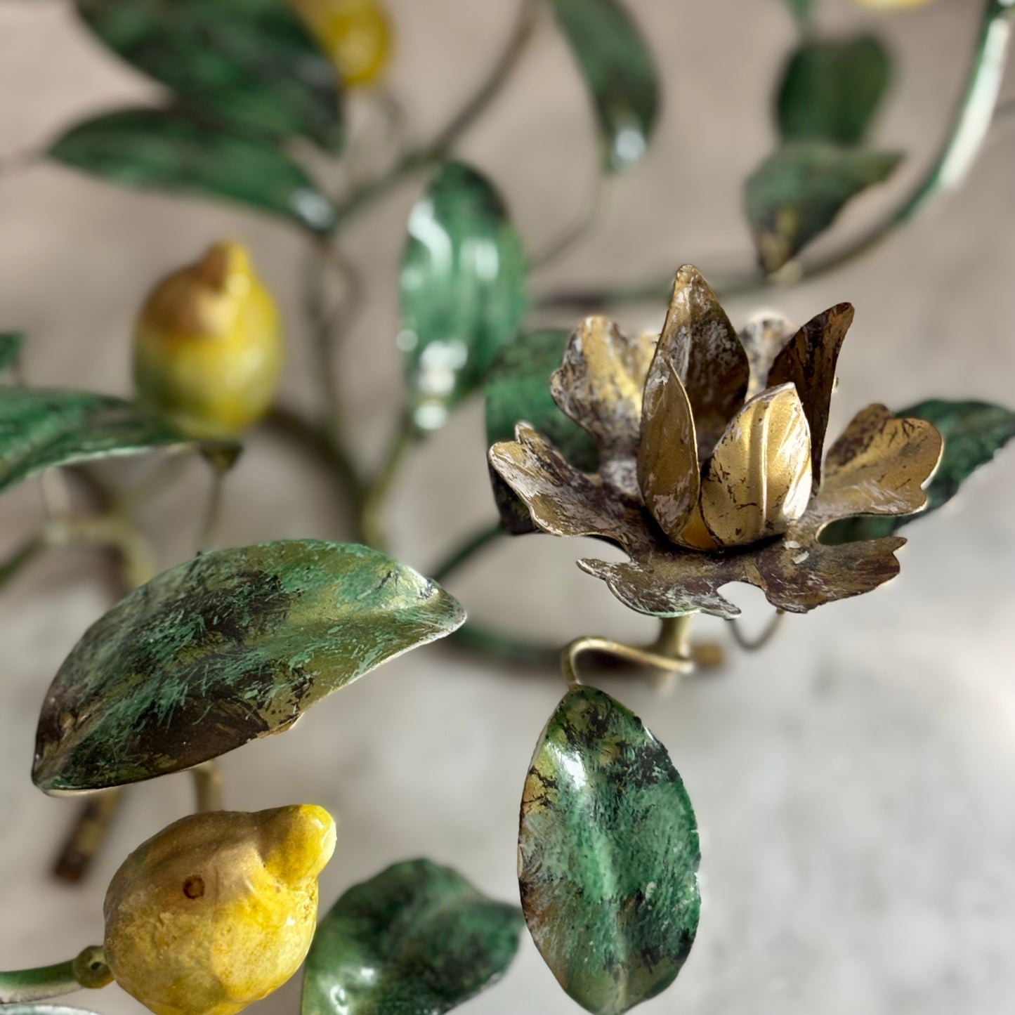 Vintage Lemon Tole Candelabra