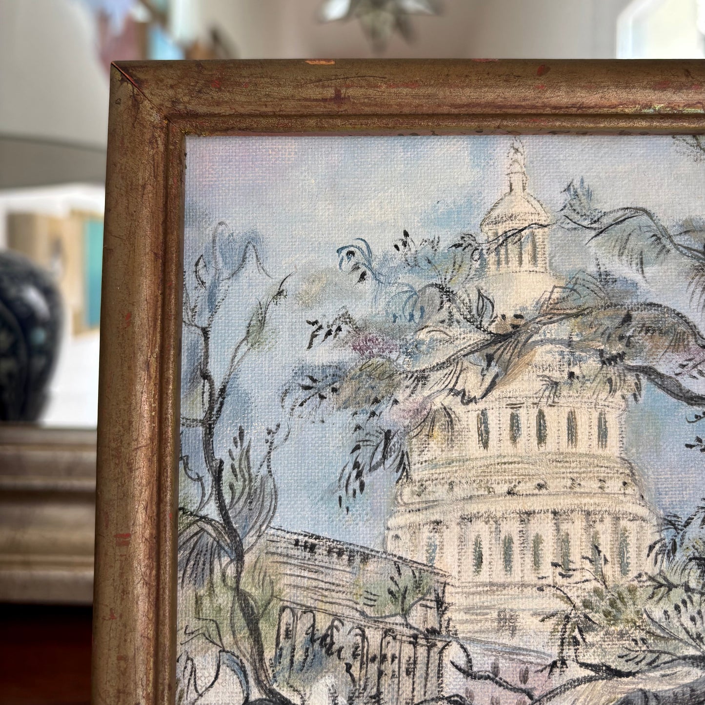 Vintage Framed Capitol Painting