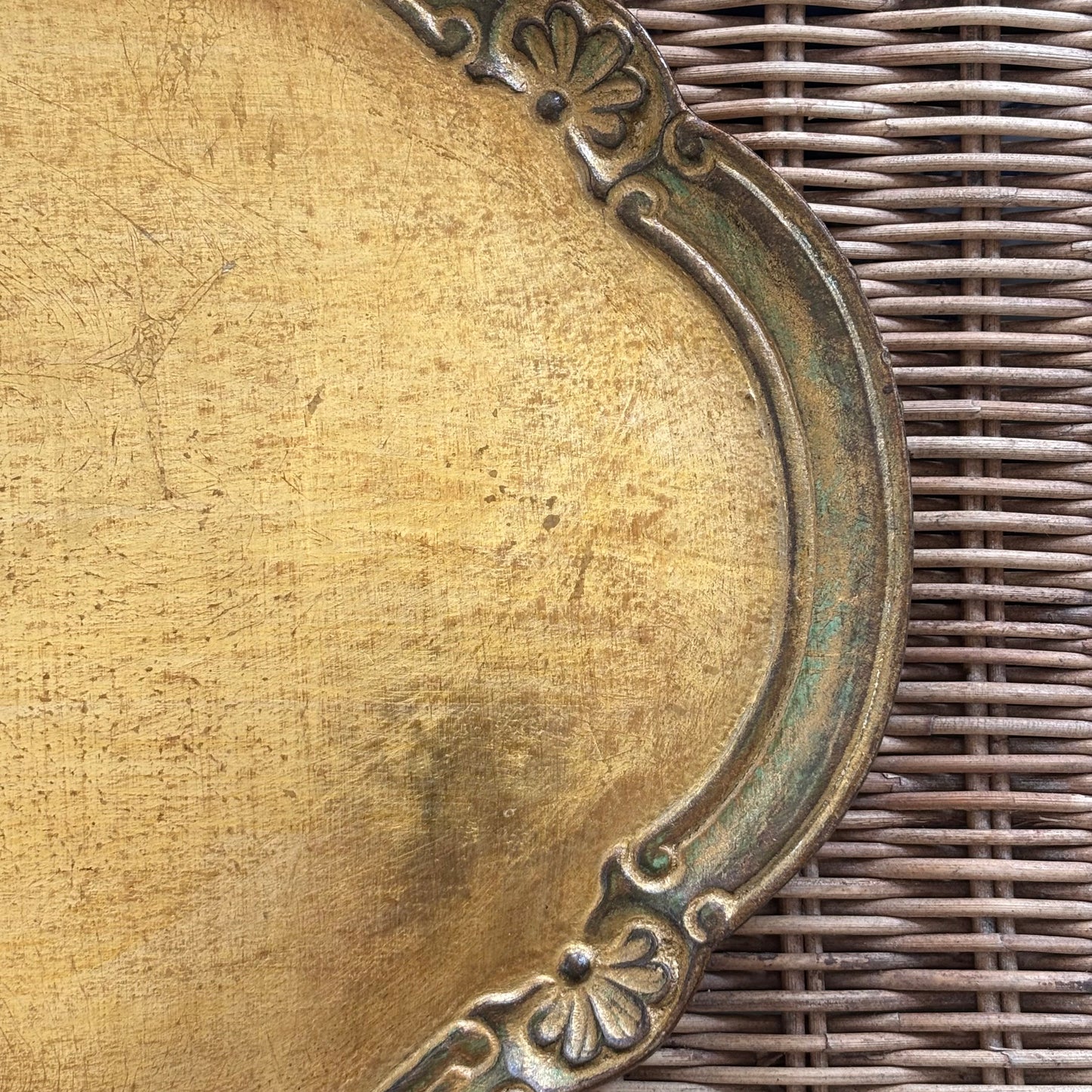Italian Wood Gold Tray