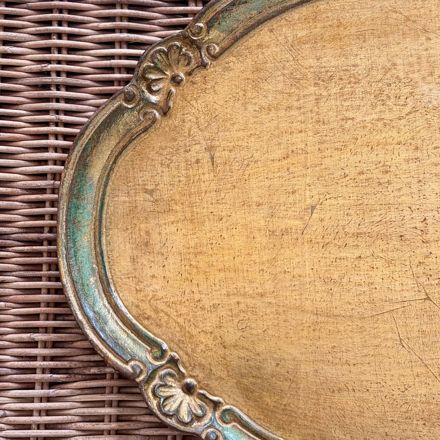 Italian Wood Gold Tray