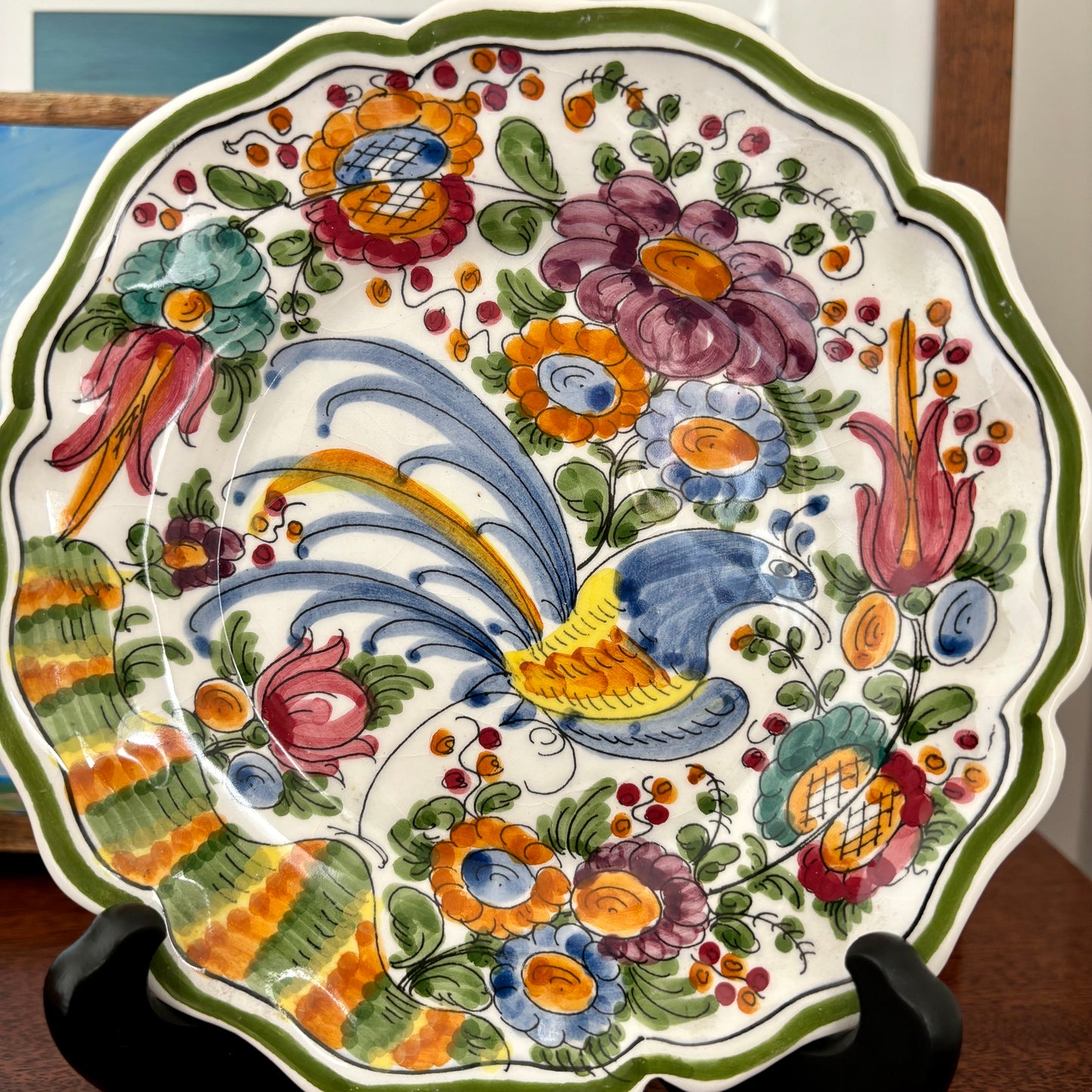 Vintage Painted Greek Bird Plate