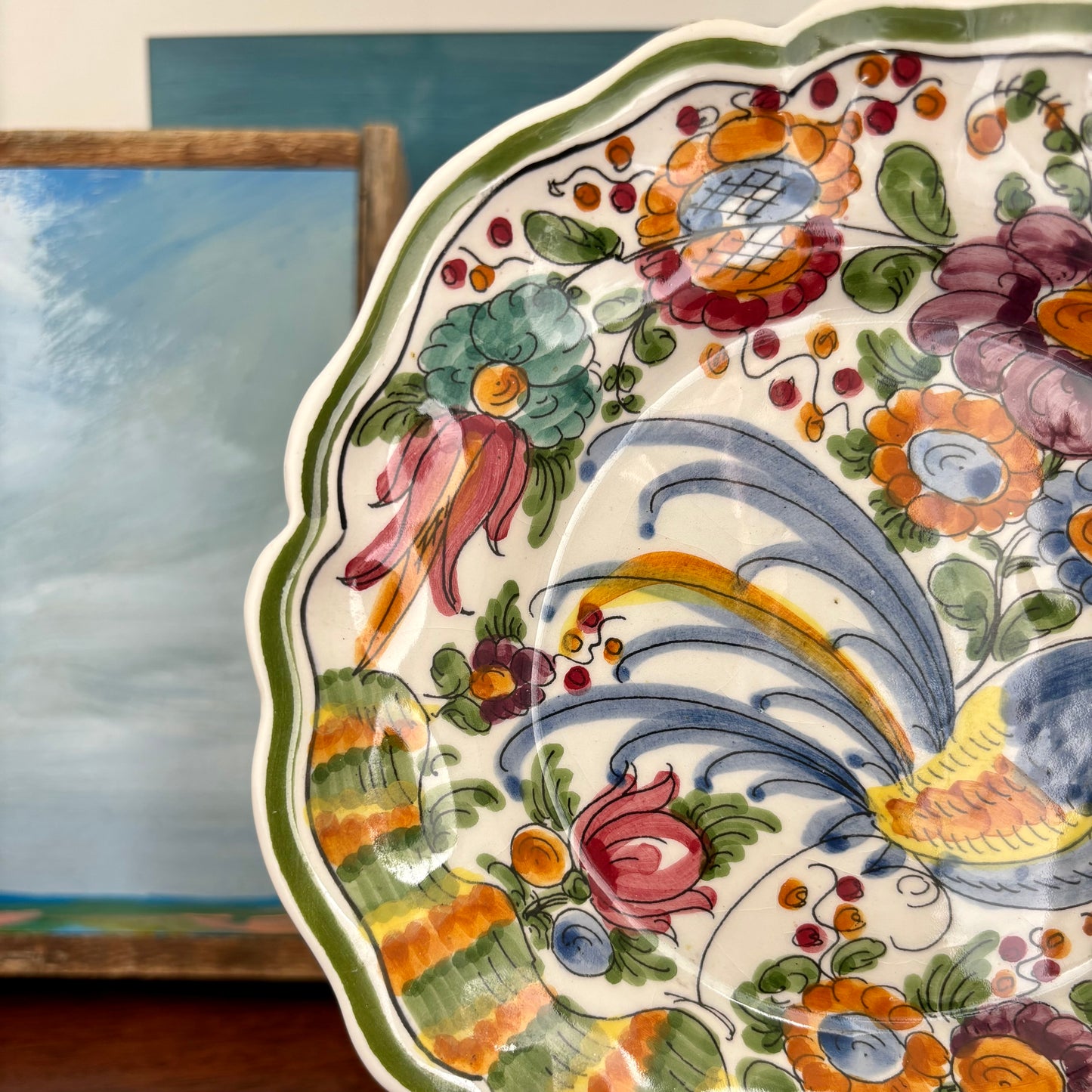 Vintage Painted Greek Bird Plate