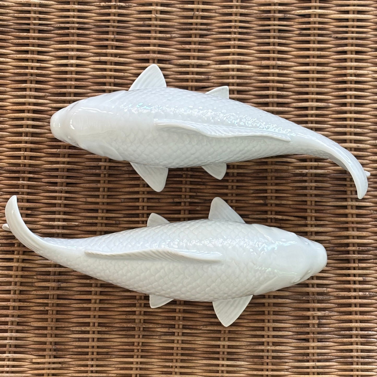 Vintage Pair of Porcelain Koi Fish