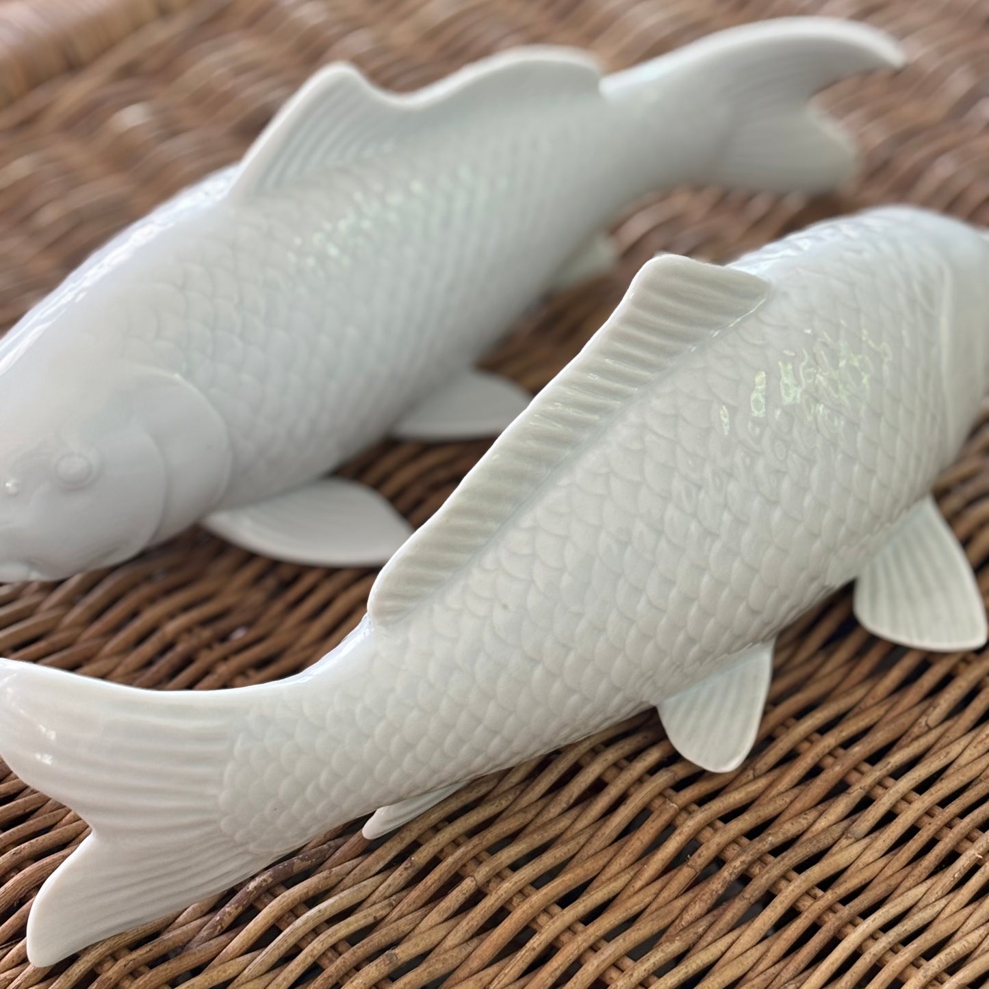 Vintage Pair of Porcelain Koi Fish