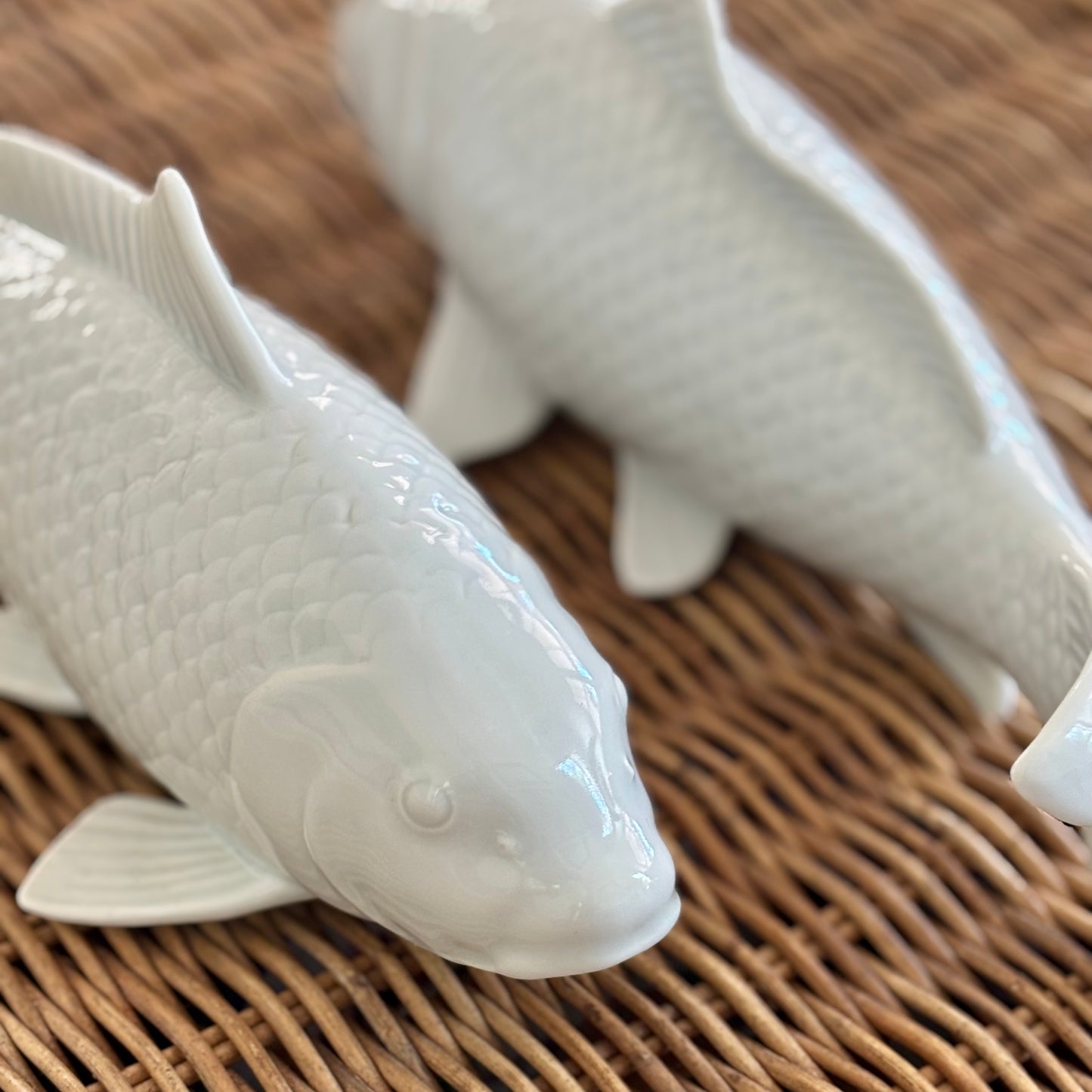 Vintage Pair of Porcelain Koi Fish