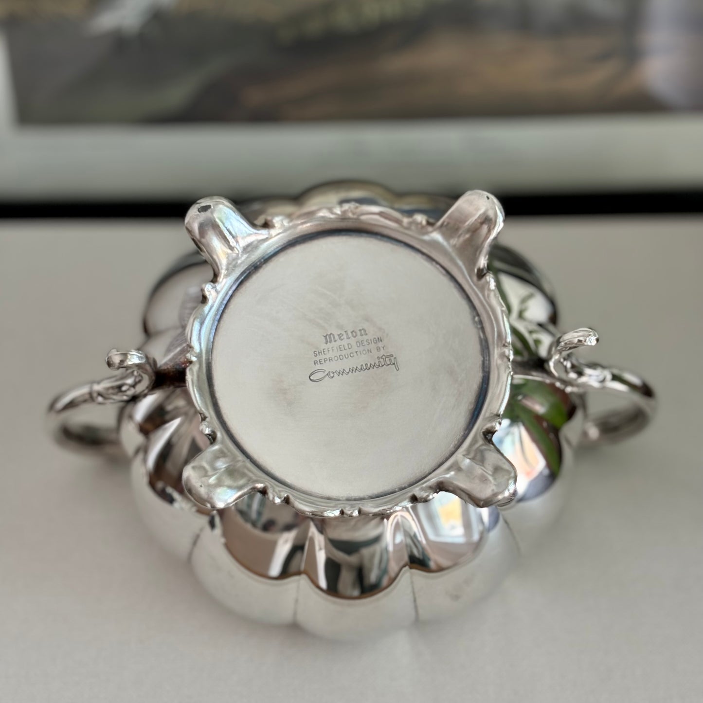 Melon Silver Plate Sugar Bowl with Lid