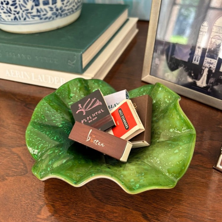 Vintage Green Milk Glass Bowl