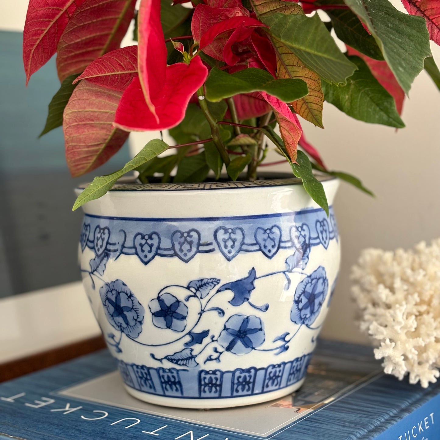 Vintage Blue and White Planter